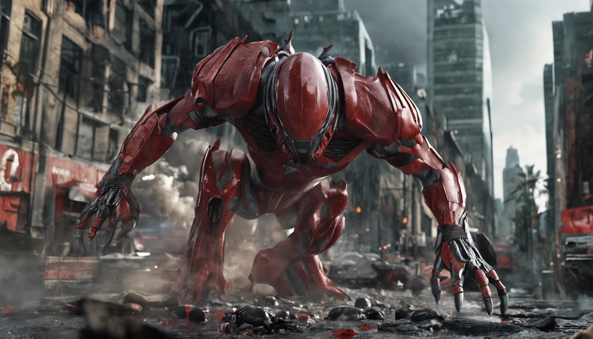 Cinematic image effects,Evil Ultraman,Invasive lobsters,Huge pliers,uncanny,blood vess,,Murderous,Full body like,combats,The city was destroyed,of a real,Facial features are carefully depicted,Realistic skin texture,Dark style,depth of fields,high light,Real light,Ray traching,oc rendered,Hyper-realistic,best qualtiy,8K,Works of masters,super-fine,Detailed pubic hair,Correct anatomy,sharp focus on eyes,Bokeh,Facial features are carefully depicted