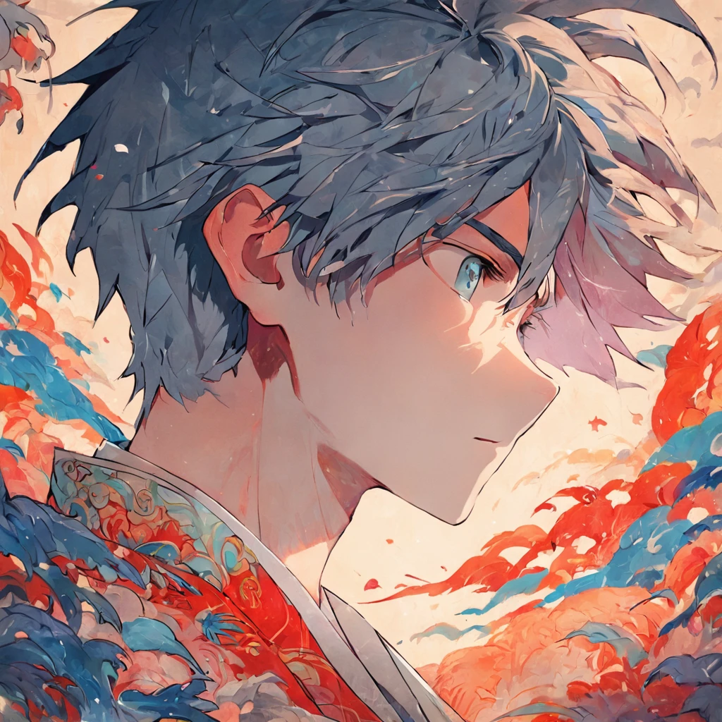 (White background:1.4),(Silhouette of a boy's head, Eyes closed, colorfull long hair, Oriental elements),(Chinese illustration:1.3,paper art:1.3, Quilted paper art:1.2),( reasonable design, Clear lines, High sharpness,Best quality, Very detailed, Masterpiece, movie light effect, 4K )