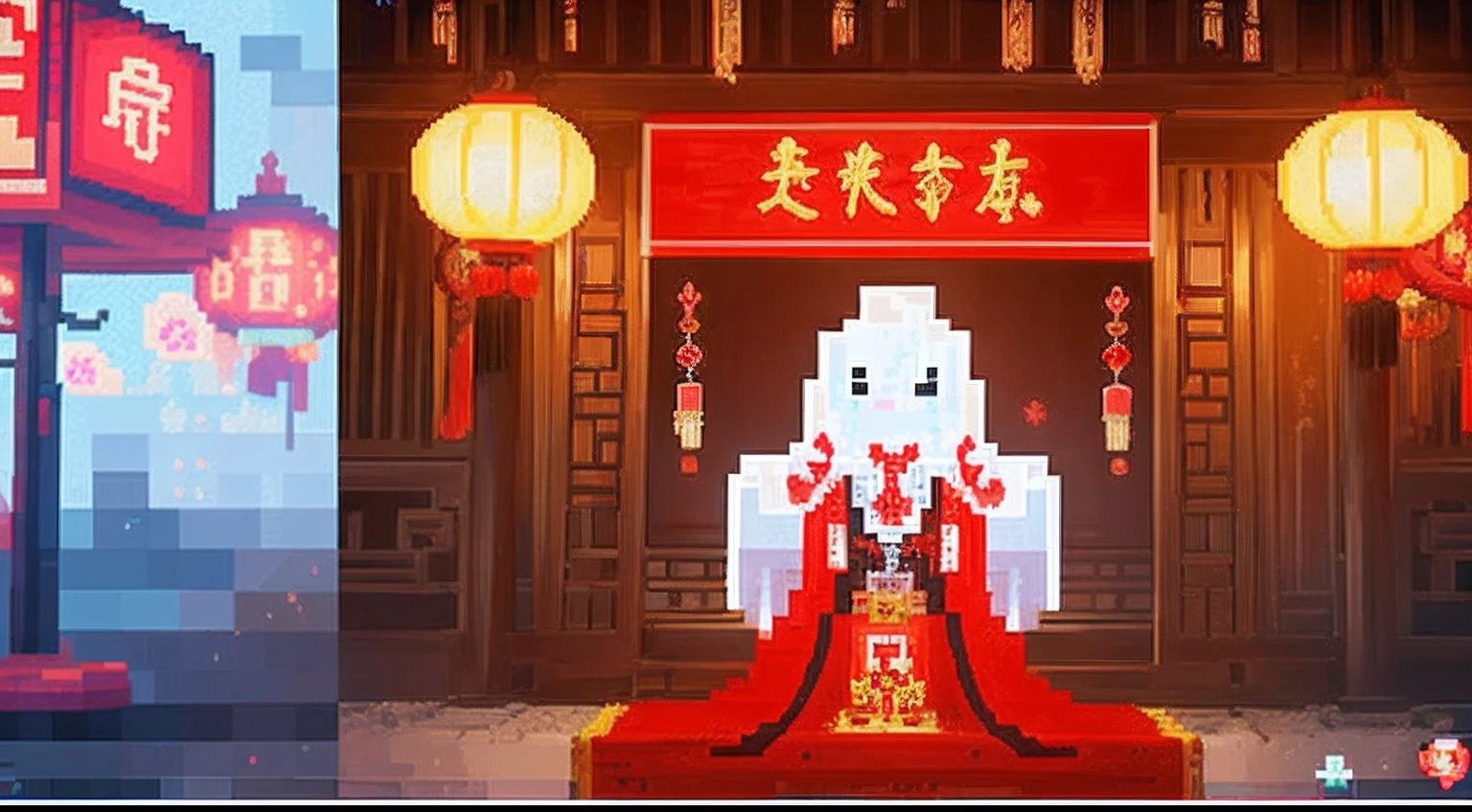 Chinese Ghost Festival,Middle Metaverse,The mysterious aura of ghosts, Pixel art #pixelart