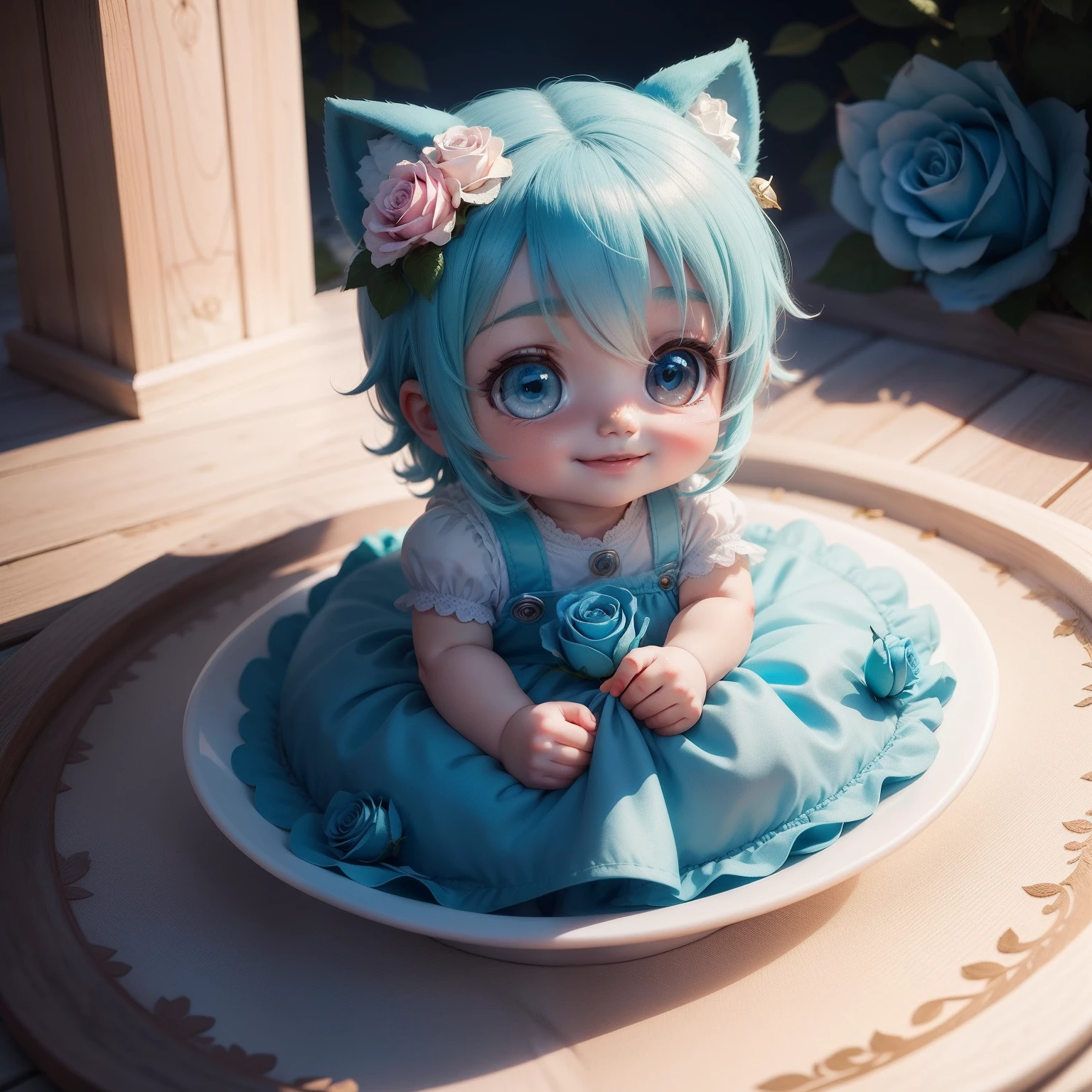 Cute  Chibi Anime,Aqua blue roses,The best smile, Rose Museum in Kazanlak