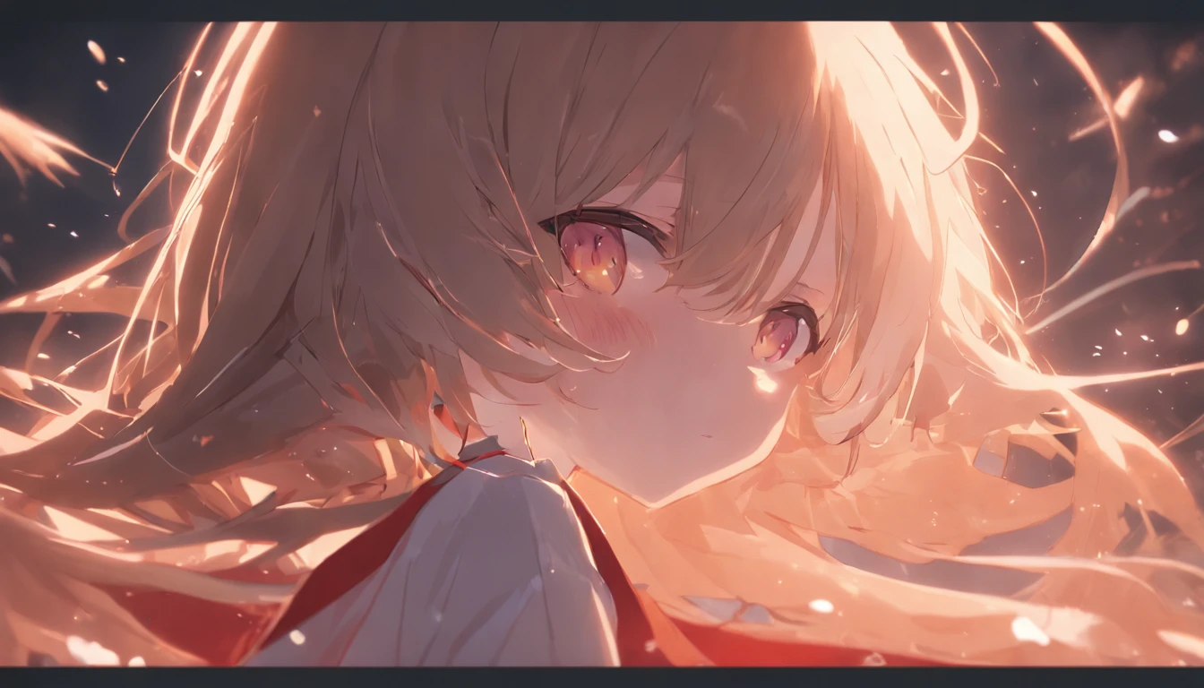 cinematic quality。By Shinkai Makoto。Kyoto Animation。short detailed hair。depth of fields,Highlight,Real Light,Ray traching,OC rendering,Ultra photo realsisim,best qualtiy。Master the technology,Detailed anatomy of the human body,sharp focus on eyes,Detailed depiction of facial features,bokeh effects。Sit in a restaurant with a cocktail glass at night、Cute girl with long golden hair in red dress。夏天。By Shinkai Makoto。Kyoto Animation。Feminine。Shooting pulls