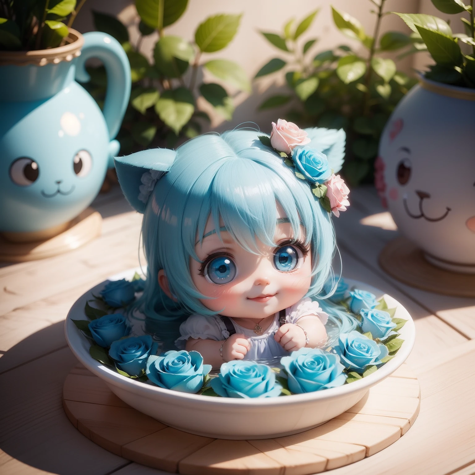 Become a cartoon little beauty, the appearance does not change, change to a cartoon gorgeous scene, 3-year-old girl