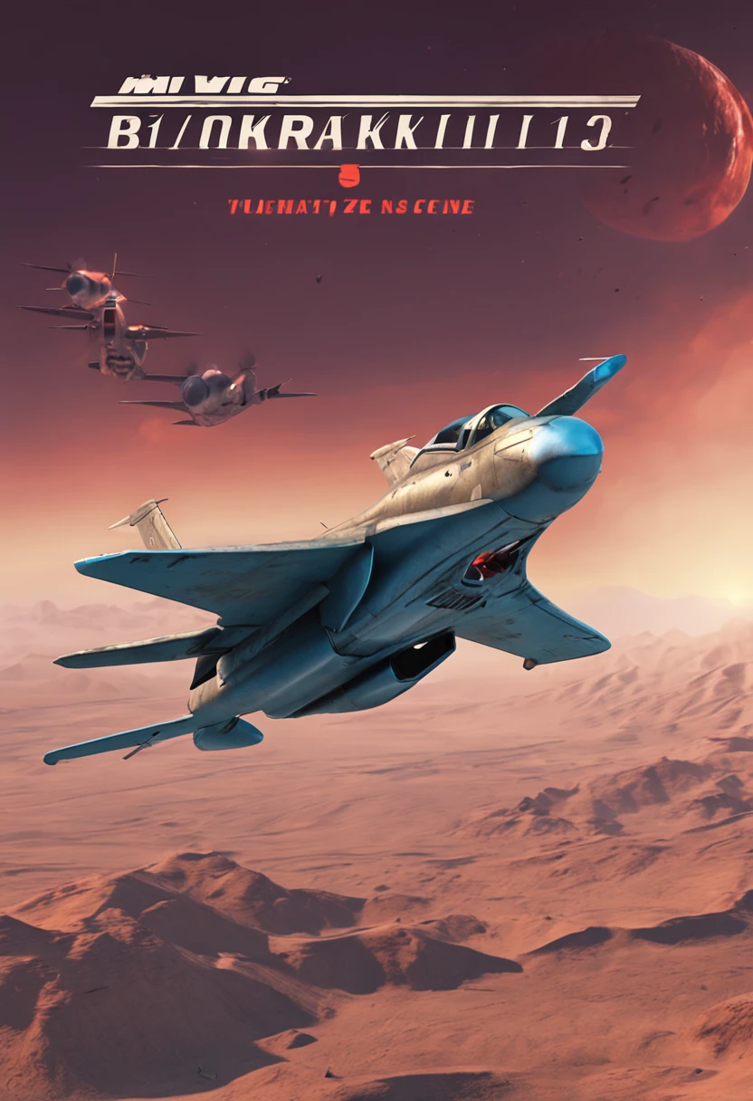 MiG-15 fighter in air combat alien ship desert