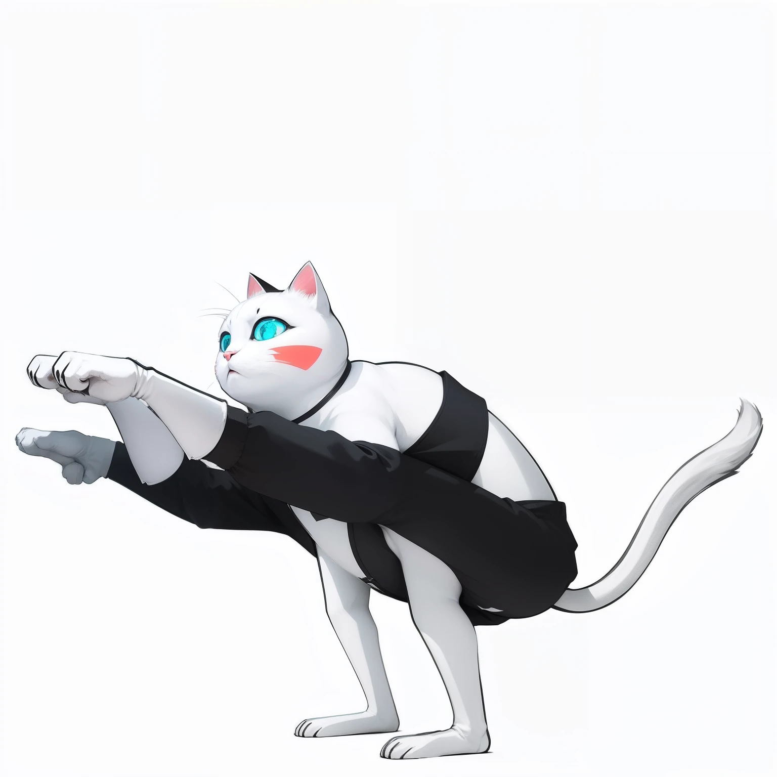 Doll White Cat,vibrant with colors,Dynamic,k hd,cyber punk style