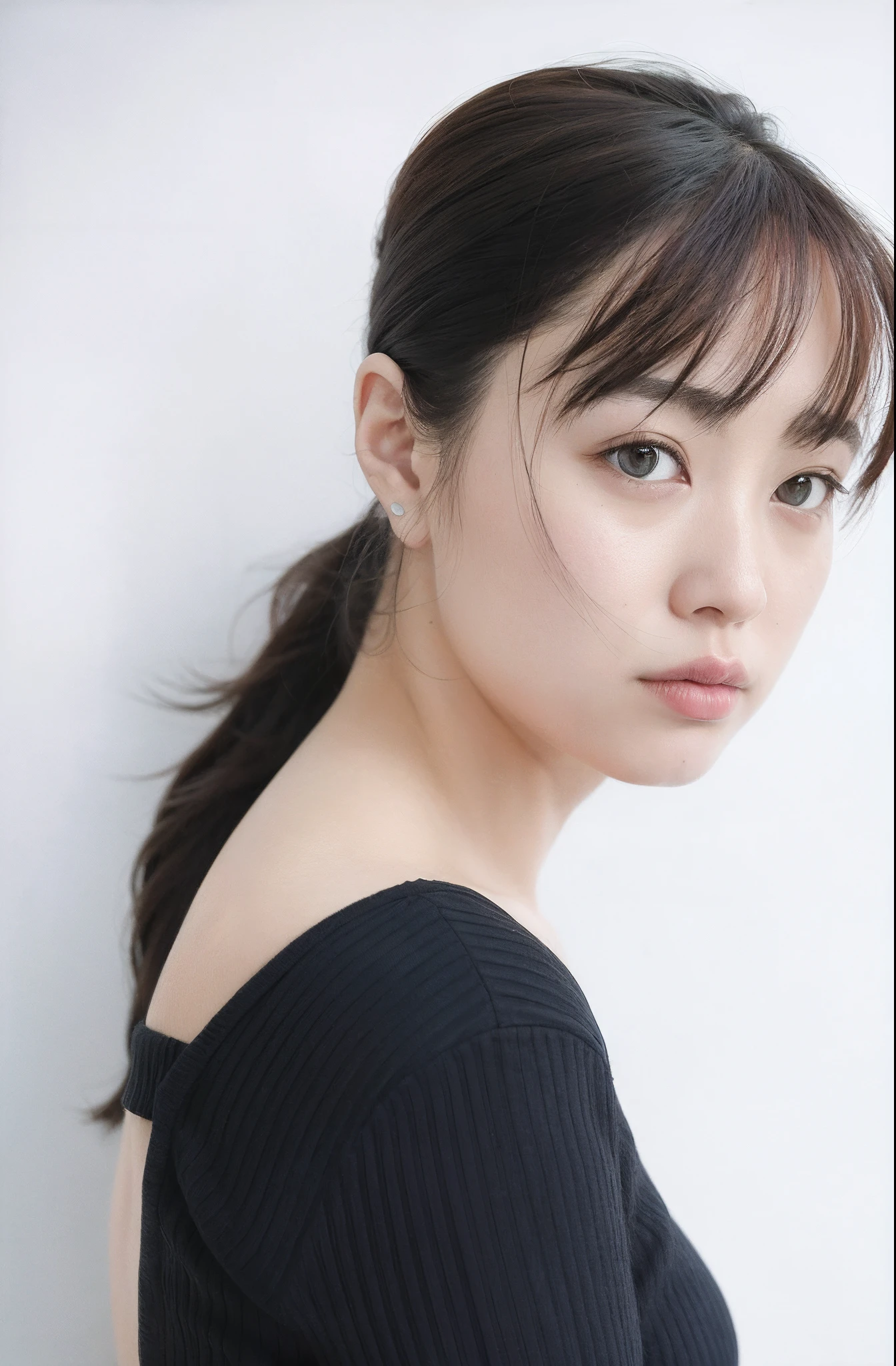 Alafed woman in black shirt poses for photo, 奈良美智, lee ji-eun, lee ji - eun, Kimi Takemura, chiho, sui ishida with black hair, Chiho Ashima, Hwang Se - On, Yasumoto Oka, female actress from korea, jimin, shin min jeong,barechested,Cock,breastsout,No underwear、on the beds