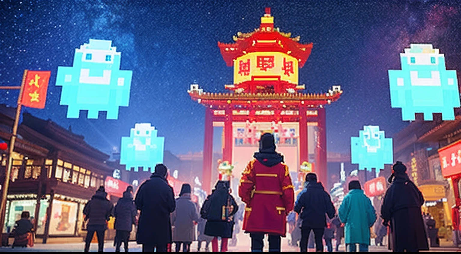 Chinese Ghost Festival,Middle Metaverse,The mysterious aura of ghosts, Pixel art #pixelart