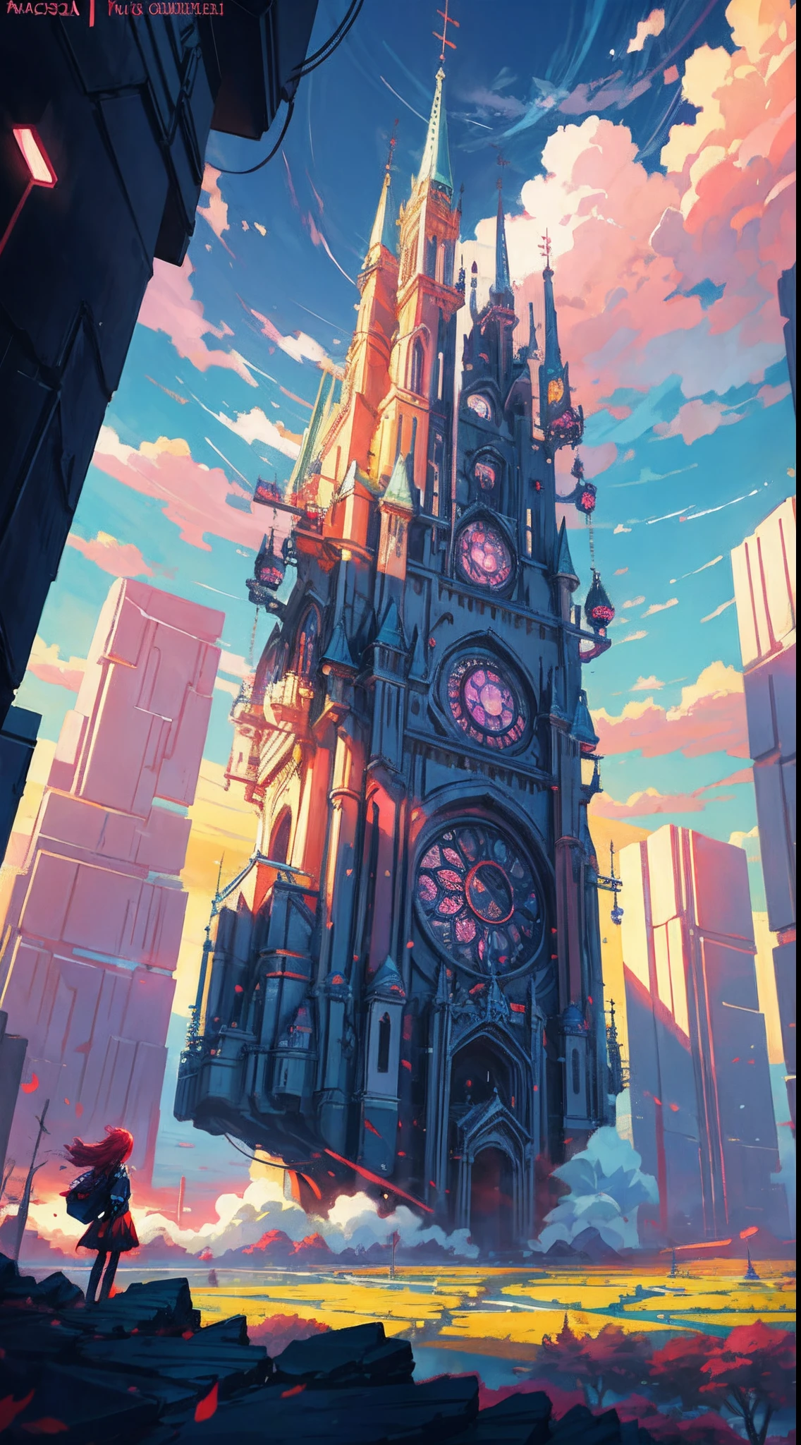 Anime girl standing in big city looking at rainbow sky,Near Future City、 makoto shinkai cyril rolando, anime art wallpaper 4k, anime art wallpaper 4k, Anime art wallpaper 8k, inspired by Cyril Rolando, in the style dan mumford artwork, amazing wallpapers, by Yuumei