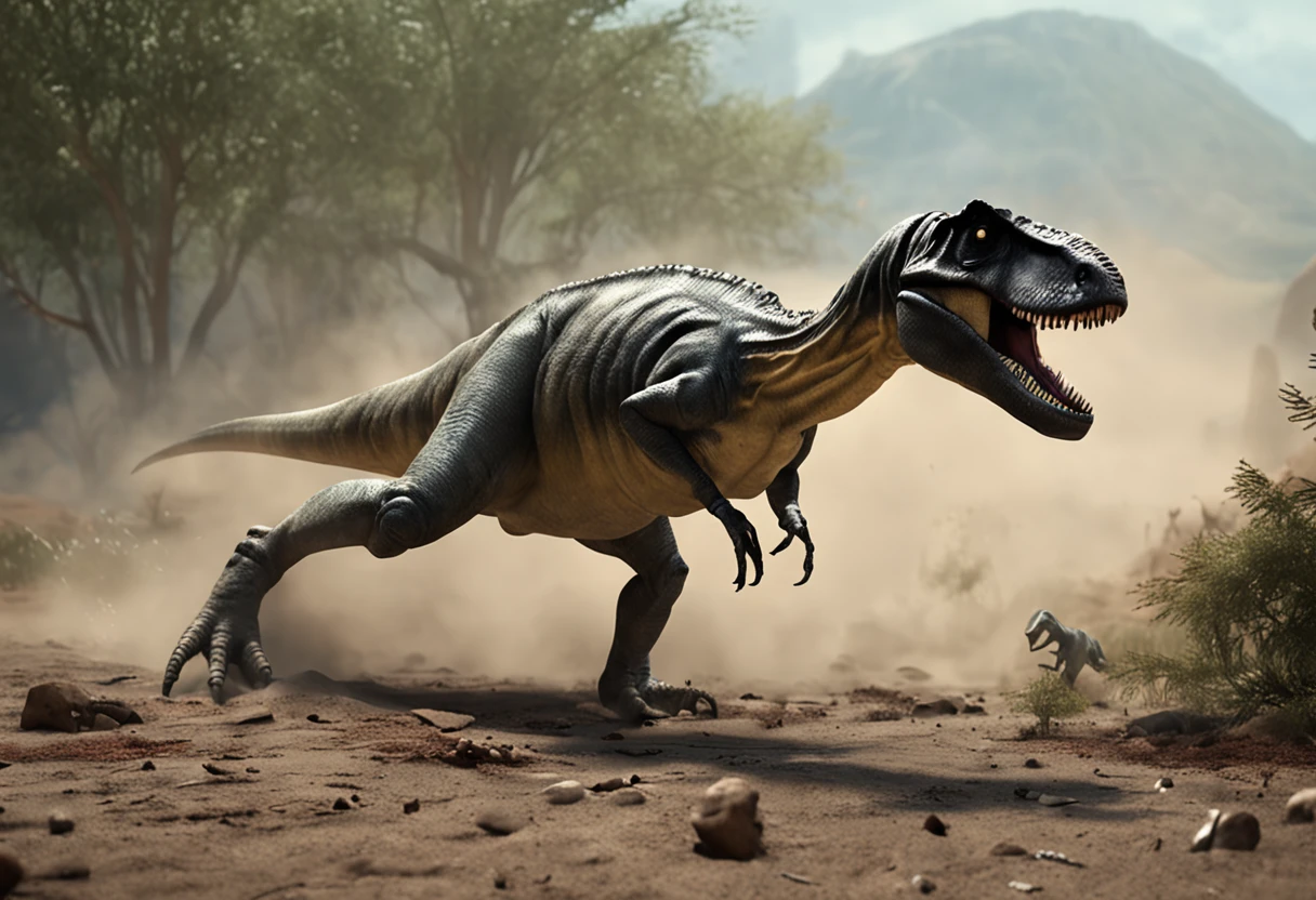 Allosaurus walks in silt