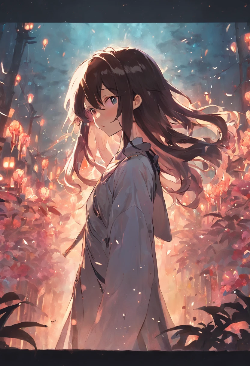 brunette color hair,Oriental costumes,long whitr hair,Slender figure,Bamboo and orchids,Long Gun,schoolboy