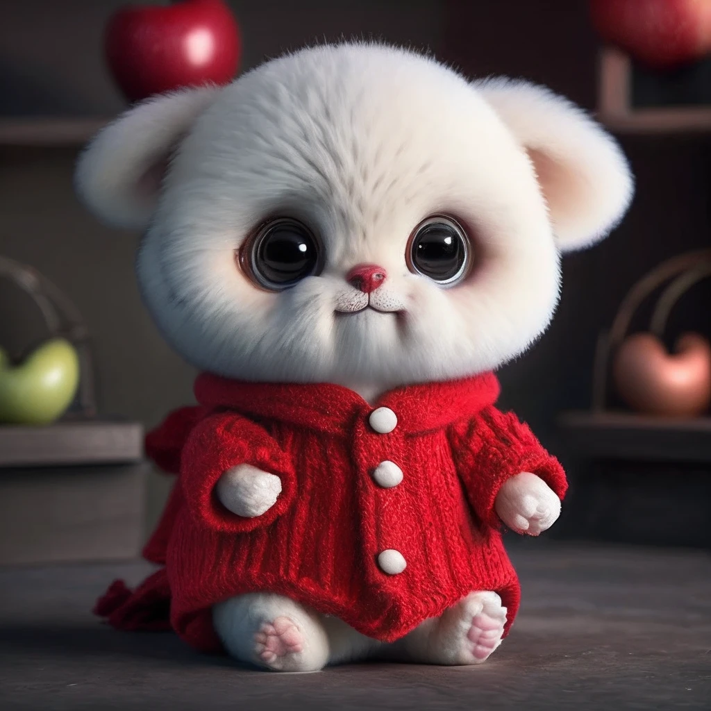 Jingdong dog image,realisticlying、Furry animals、apples、dark circles、Be red in the face、cherrie、food、the fruits、full bodyesbian、Non-human、science fiction scene ,HD graphics,Lots of details