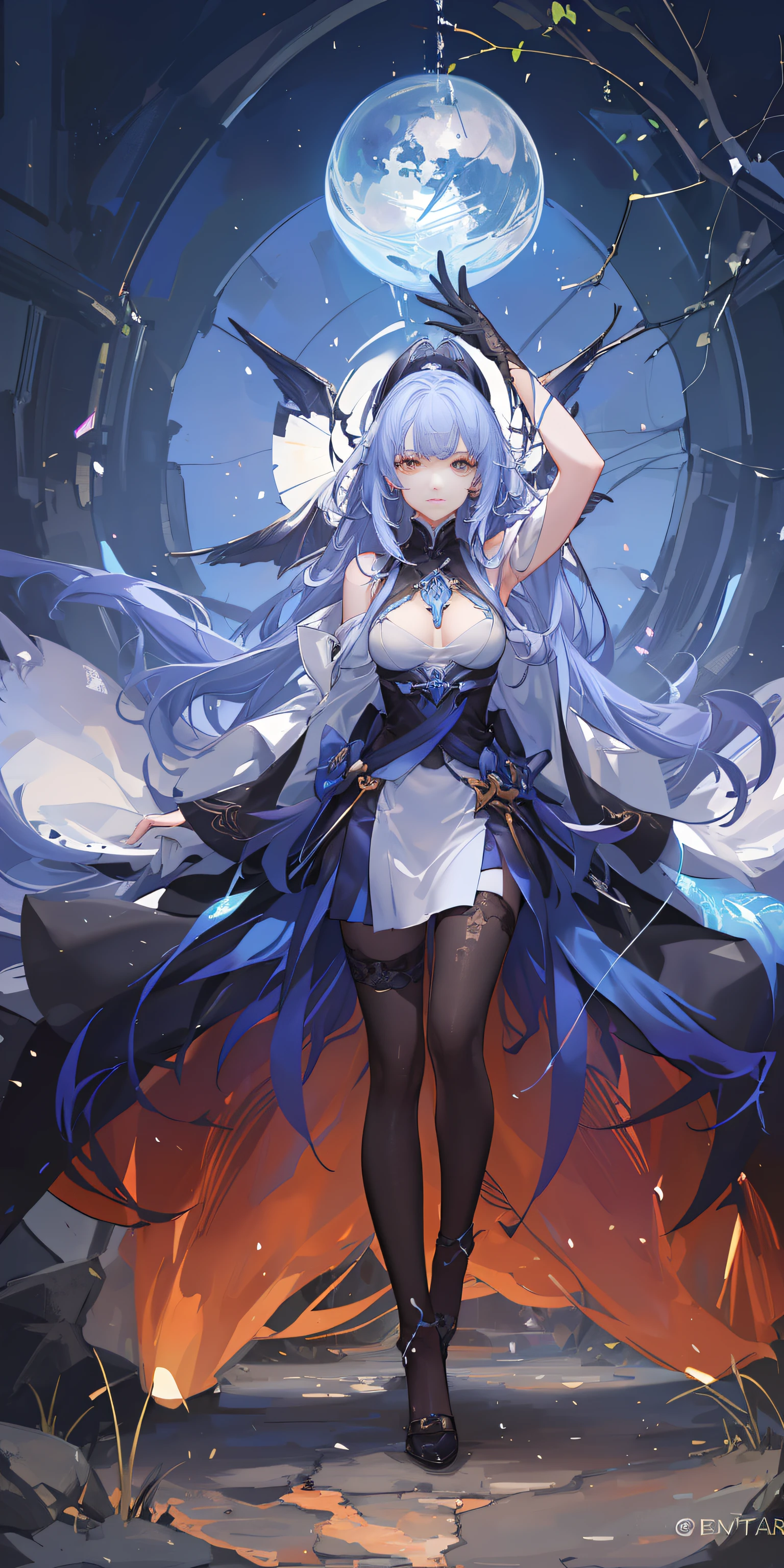 The tall girl recited the incantation)，Peek from under his forehead，breaking，，(lean legs：1.3)，(Bigchest)，lean legs，Water plume，1个Giant Breast Girl，独奏，(Fit your body：1.4)，plumw，Thin，Meticulous anatomy，Perfect body，Meticulous body，A detailed face，Beautiful anatomical eyes。Break Kaisa Longtan，The breakthrough is very detailed，Complex art，Artstation's detailed ternary color trends in Unreal Engine 5，8K分辨率，Deviantart's masterpiece