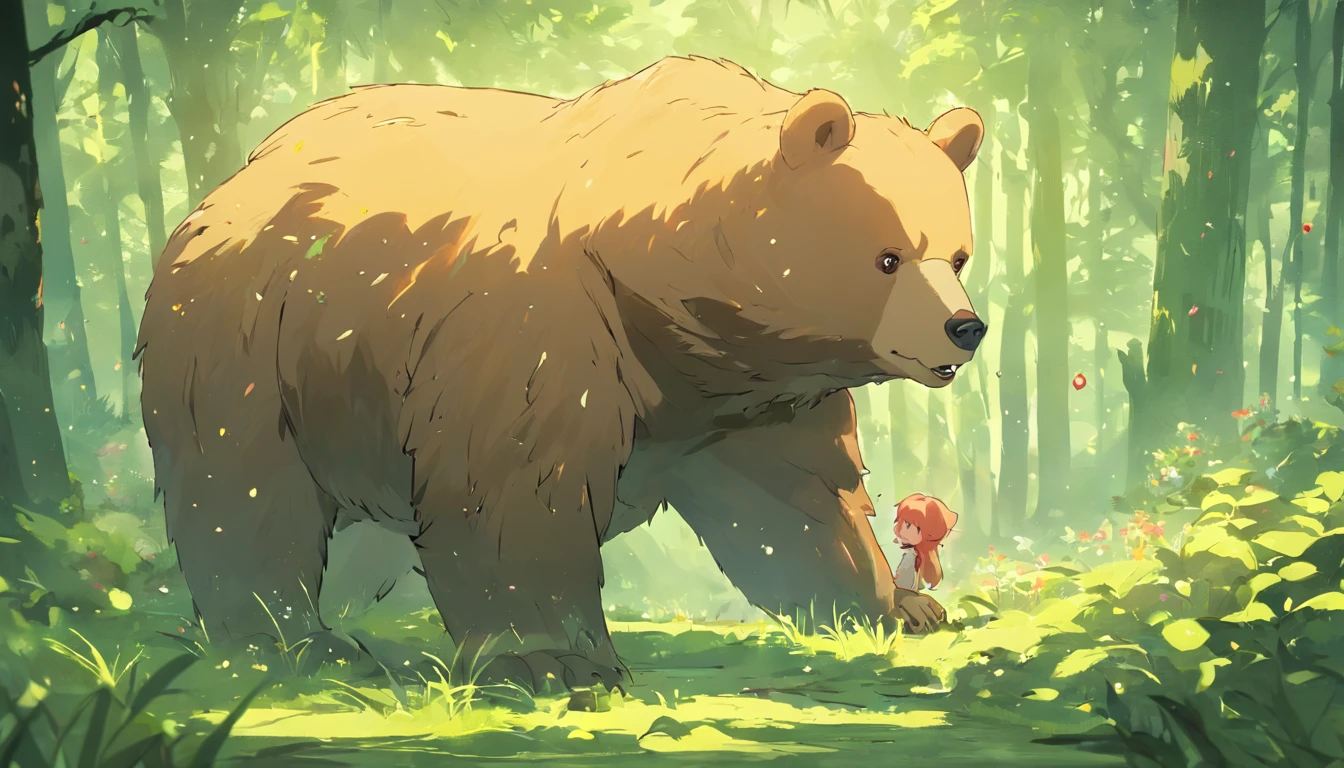 Hallucination, daydream , bokeh , One day I met a bear in the forest , Girl, run away