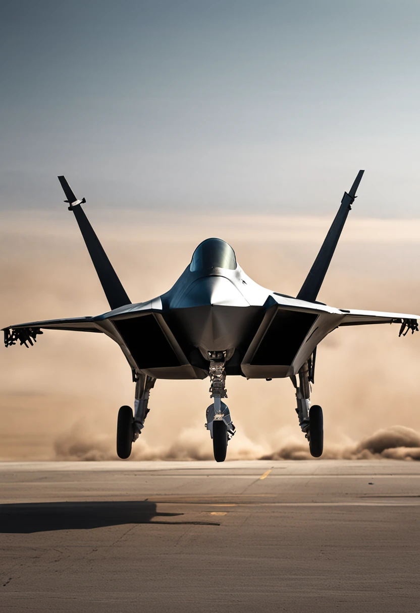 Chinese J-20 stealth fighters and American F22 stealth fighters fight fiercely over the desert