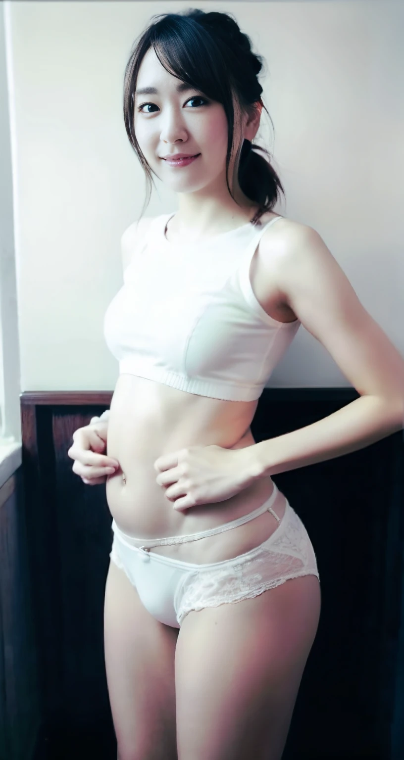 (Gacky:0.9)、(masuter piece)、(top-quality:1.0)、beautiful thigh、Beautiful belly button、Beautiful、Tank tops、Beautiful calves、flaxen ponytail、a miniskirt、pantiy、white shorts、White panty、camel's toe、ssex、(超A high resolution:1.0)、detaileds、SFW、masterpiece、Delicate、Elegance、top-quality、Fine、colourfull、intricate-detail、(8K:1.1) 、(超A high resolution)、独奏:1.9、 1 人: