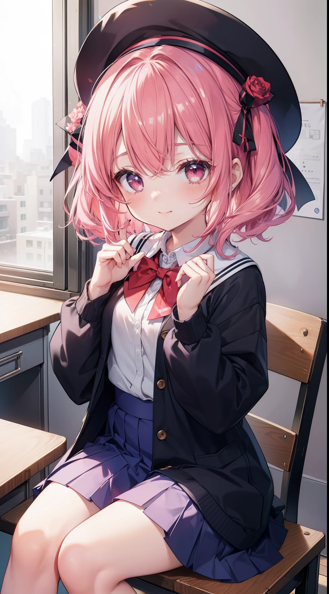 NSFW,Navy uniform、Very beautiful and Shining Eyes、Shining Eyes、1 girl、Small breasts、Big Mouth、high school girl、Small breasts、Cat ear、Transparent pink short hair、7--old l