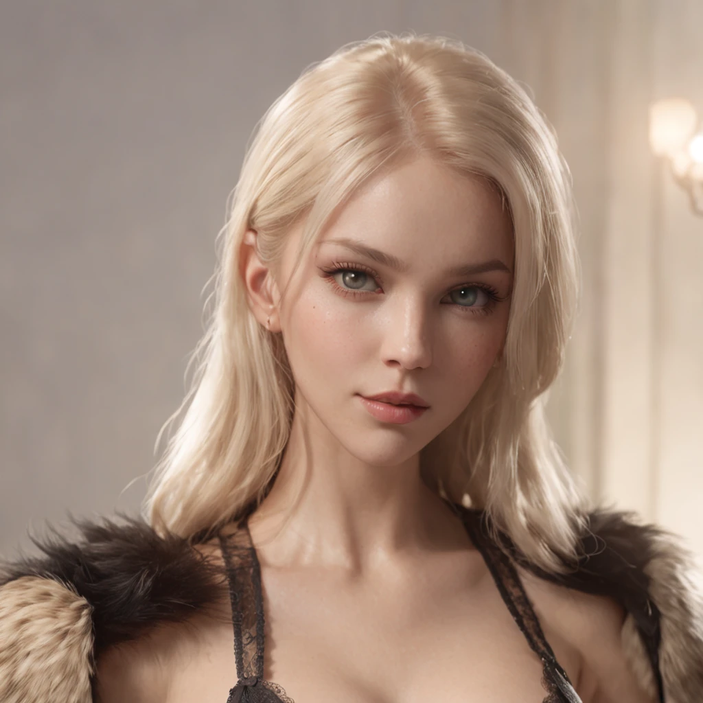 (professional 3d render:1.3) af (Realistic:1.3) most beautiful artwork photo in the world,Features soft and shiny female heroes, ((Epic hero fantasy lingerie model wet sexy sensual look long blonde hair, green eyes and sexual expression in dynamic pose, Fantastic location, hyper modern luxury home environment)), full body 8k unity render, action shot, skin pore, medium lighting, medium shading, Detailed, Detailed face, (vibrant, photograph realistic, Realistic, Dramatic, Dark, Sharp focus, 8K), (stylish European black lace lingerie:1.4), ((((Wear fur on shoulders)))), (Intricate:1.4), decadent, (Highly detailed:1.4), Digital painting, rendering by octane, art stations, concept-art, smooth, Sharp focus, illustration, Art germ, (loish:0.23), wlop ilya kuvshinov, and greg rutkowski and alphonse mucha gracias, (Global illumination, Studio light, volumettic light), lotr, fantasy, full bodyesbian, ((monochromatic and modern luxury bedroom background:1.3)),CGSesociety,art stations