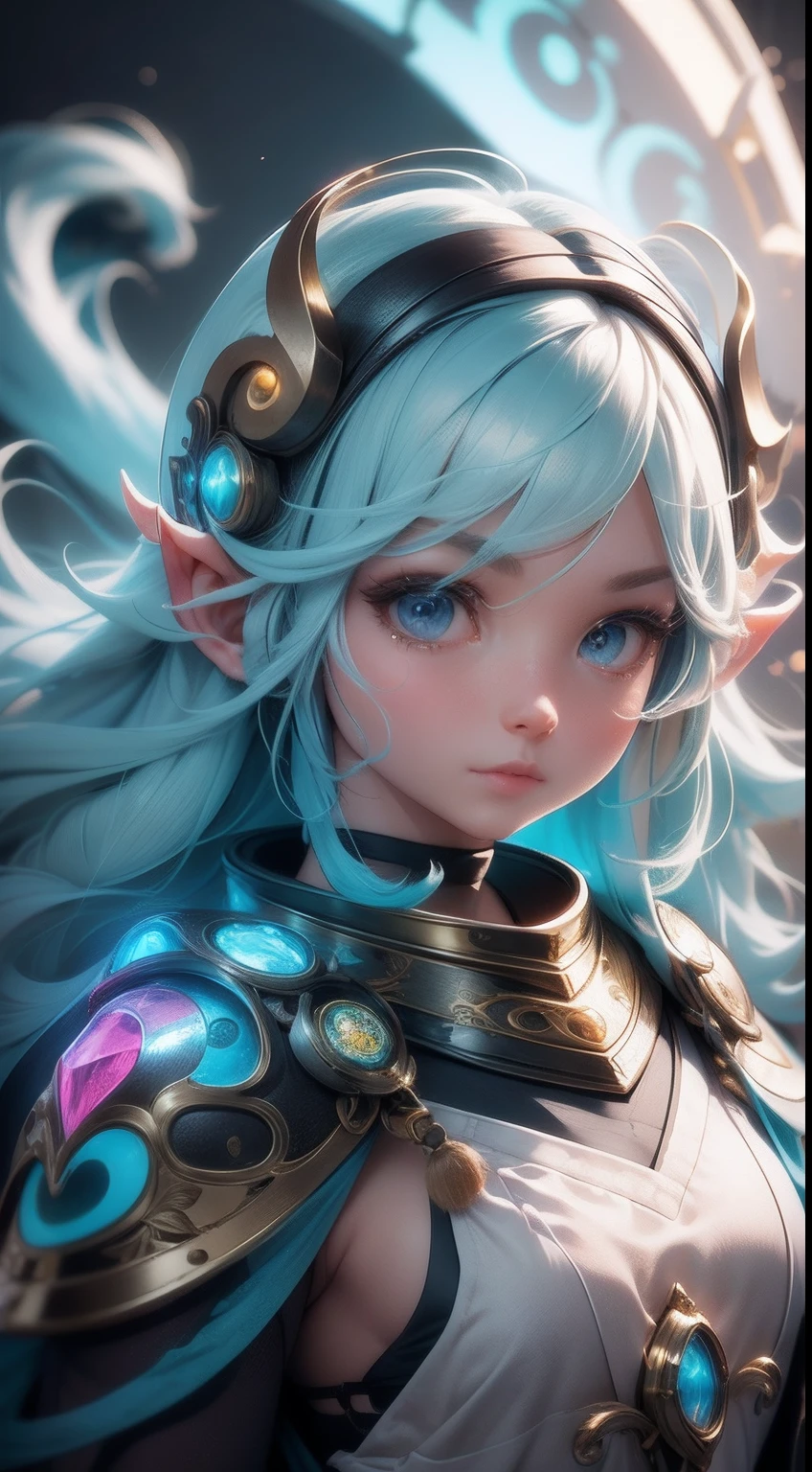 high high quality, 8K Ultra HD, Super detailed,Create a character named Rainbow Selenite Thor,It has a soft glow effect, In the artistic style of "Ichi no Kuni".