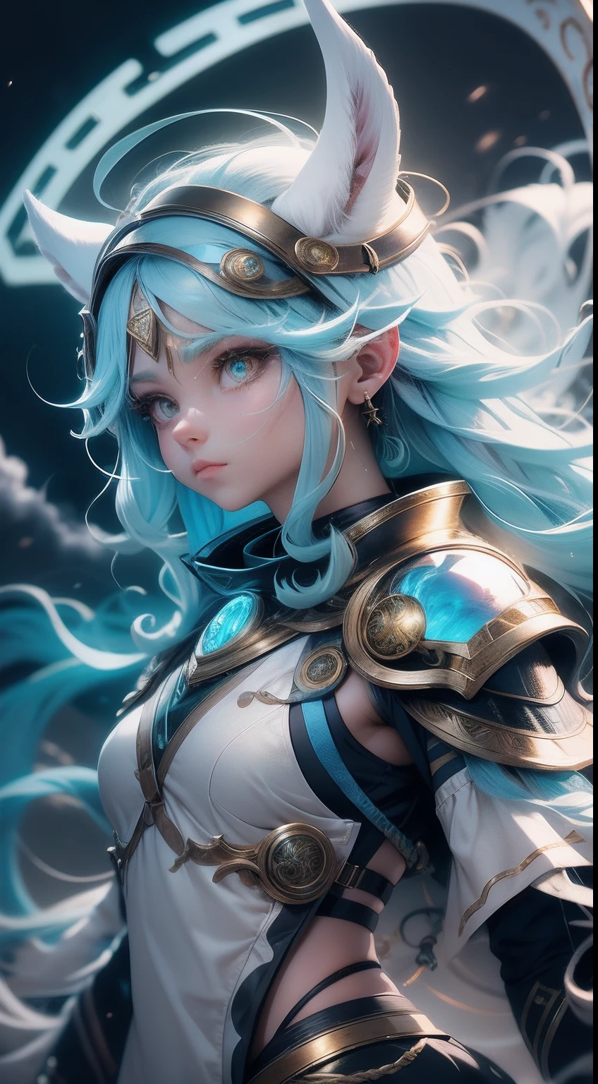 high high quality, 8K Ultra HD, Super detailed,Create a character named Rainbow Selenite Thor，It has a soft glow effect, In the artistic style of "Ichi no Kuni".