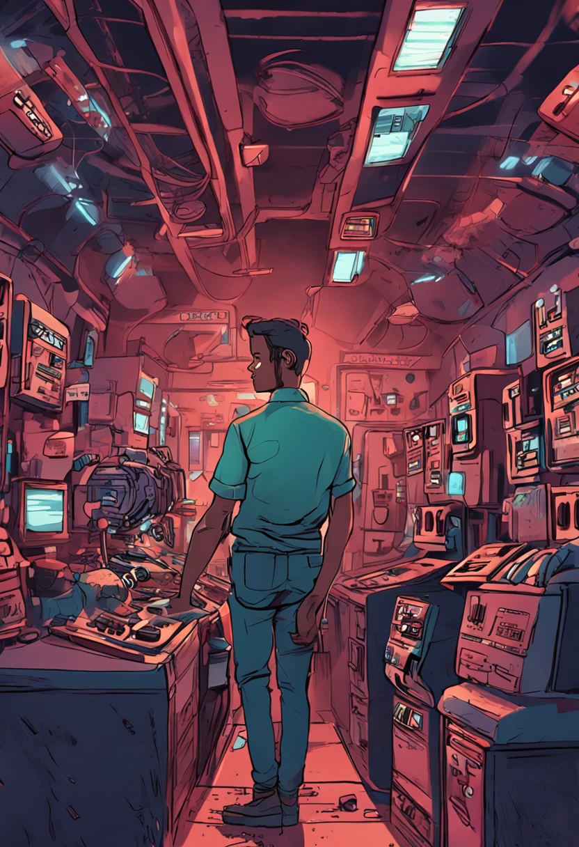 Handsome teenager，Indoors，sense of science and technology，Put your hands in your pockets，adolable