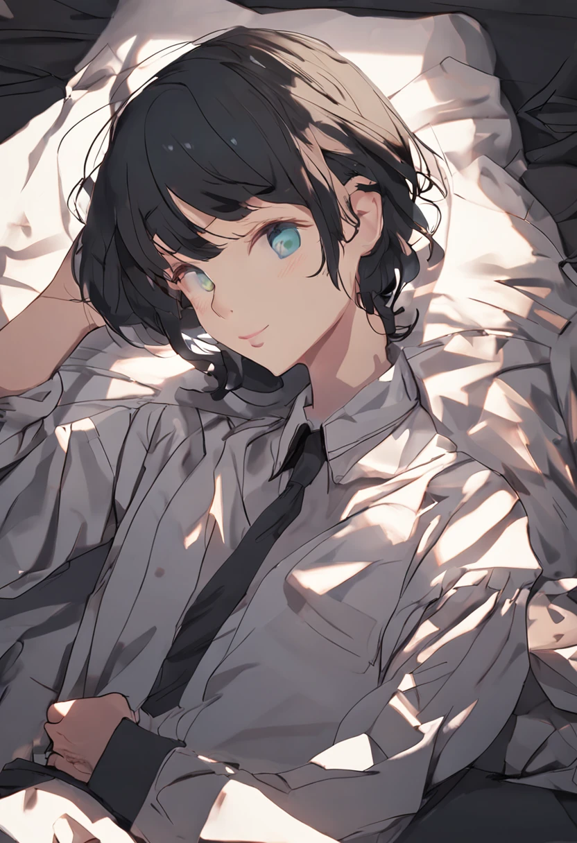 black hair, ear blush, anime, from above, 8k, super detail, ccurate, best quality