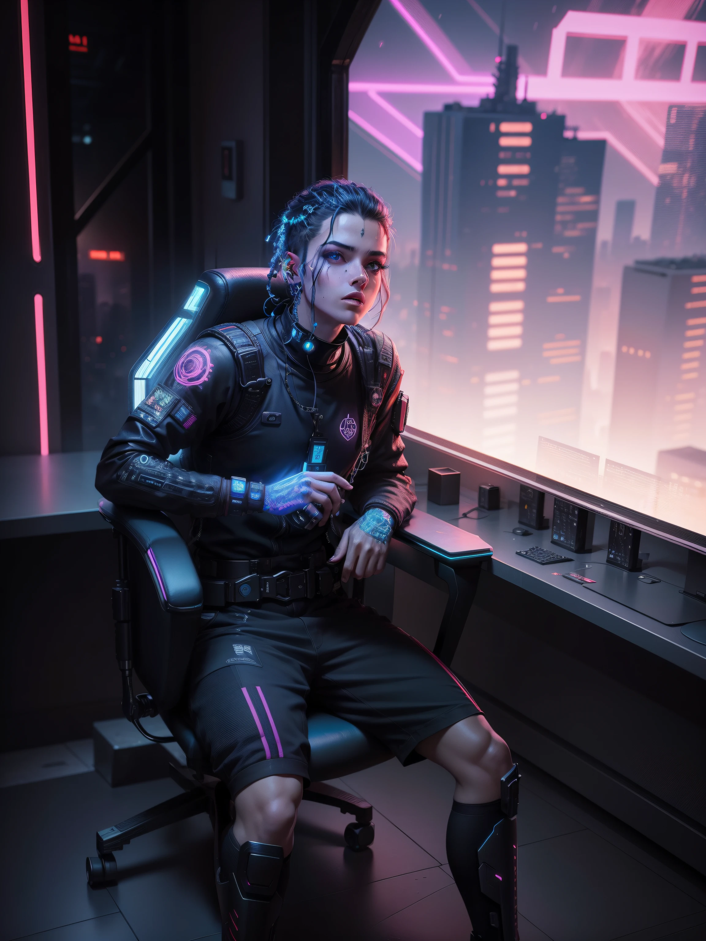 Mudar fundo cyberpunk bonito, Rosto realista,8k,ultra realistic.