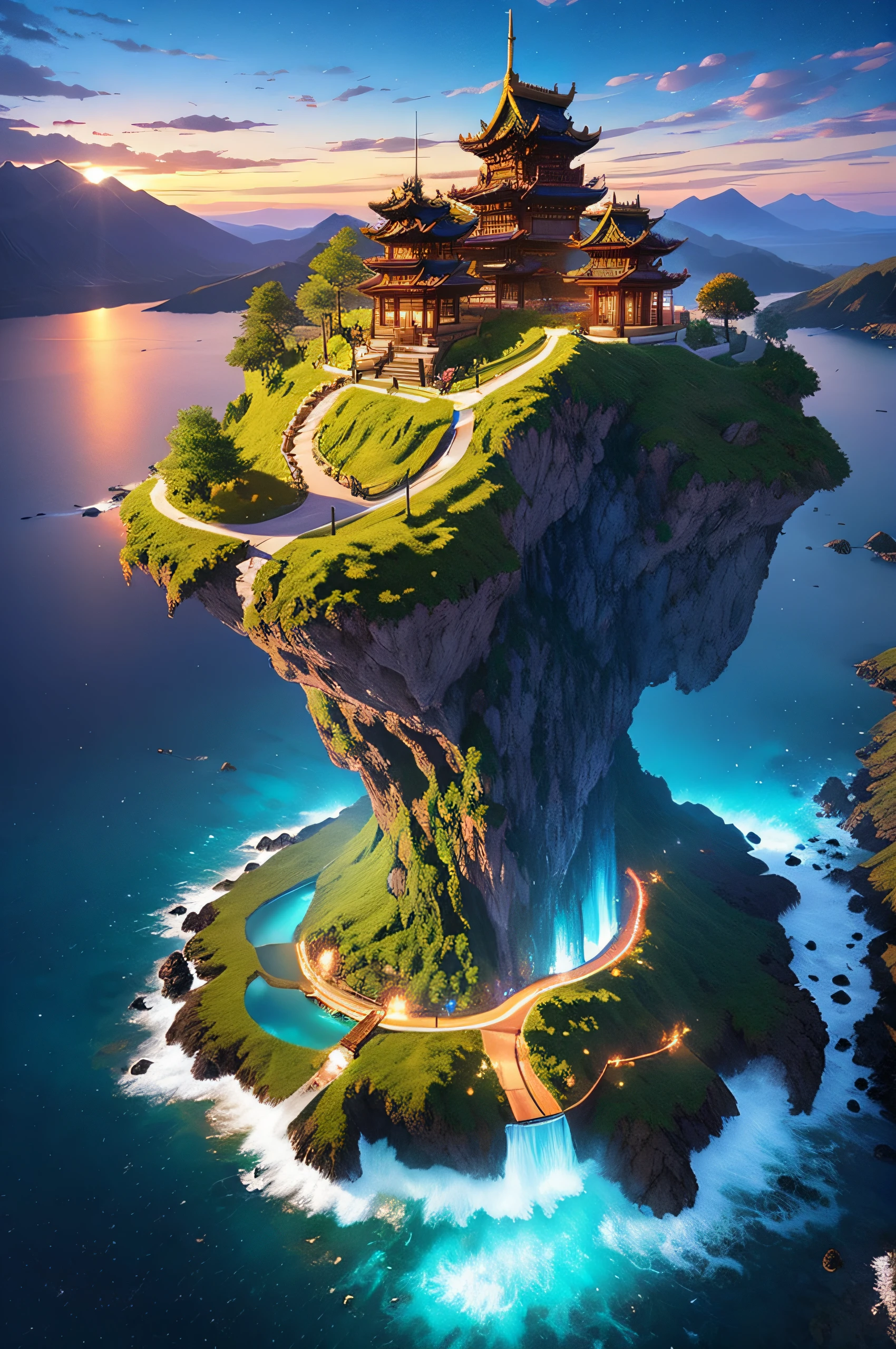 Pixel game《Dragon Merge》，Design of game locations，（Island of Light Dragons：1.4），Pixel Forest，Rare clouds，16-bit pixel art