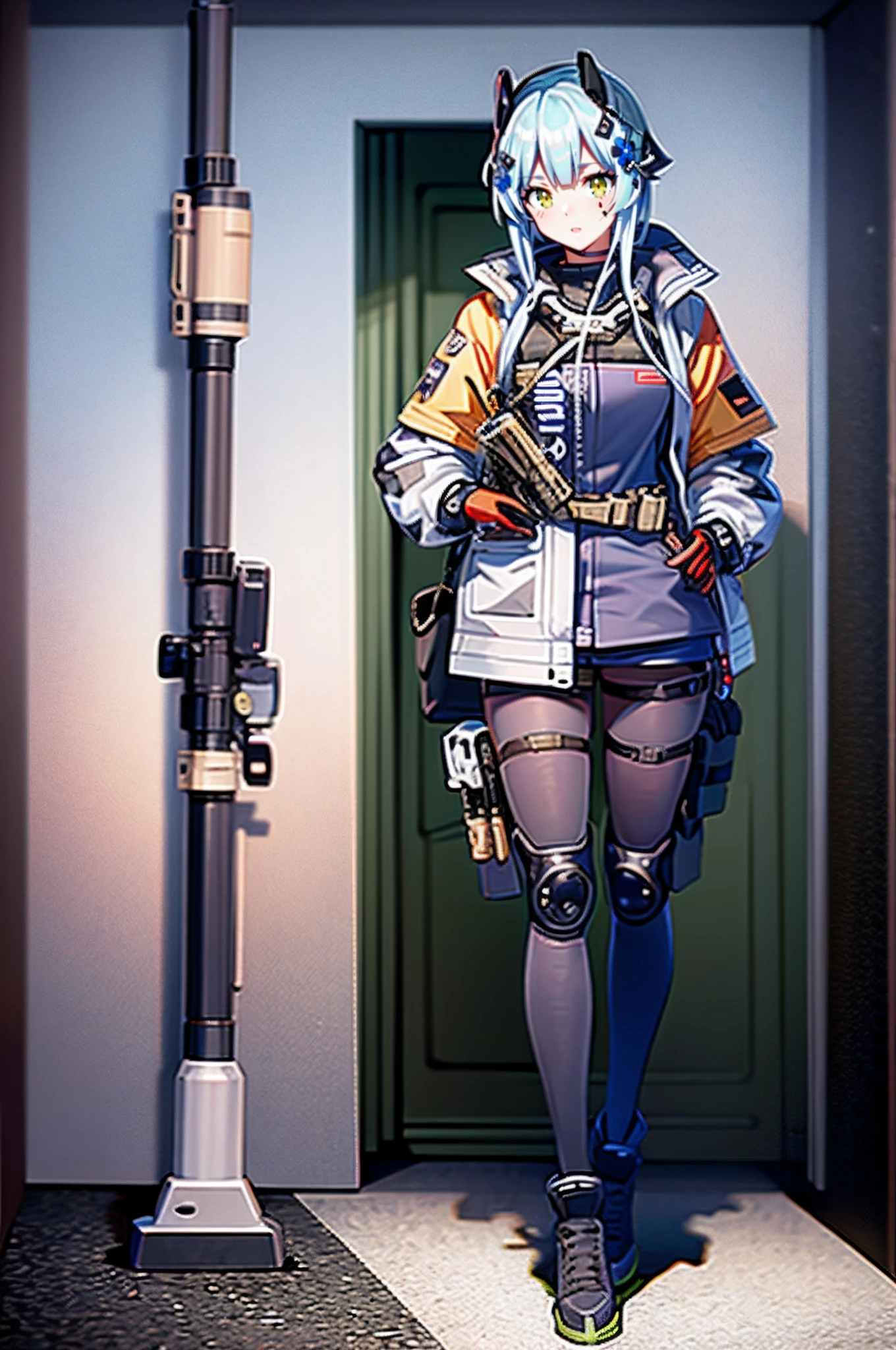 anime girl in camouflage holding a rifle and walking on a dirt road, mechanized soldier girl, infantry girl, soldier girl, heavily armed, ready for combat, of a sniper girl in war, military girl, artwork in the style of guweiz, m4 sopmod ii girls frontline, guweiz on artstation pixiv, dressed in tactical armor