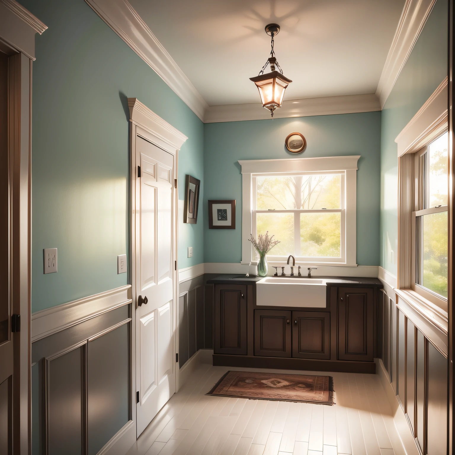 craftsman bathroom with Installing Wainscoting