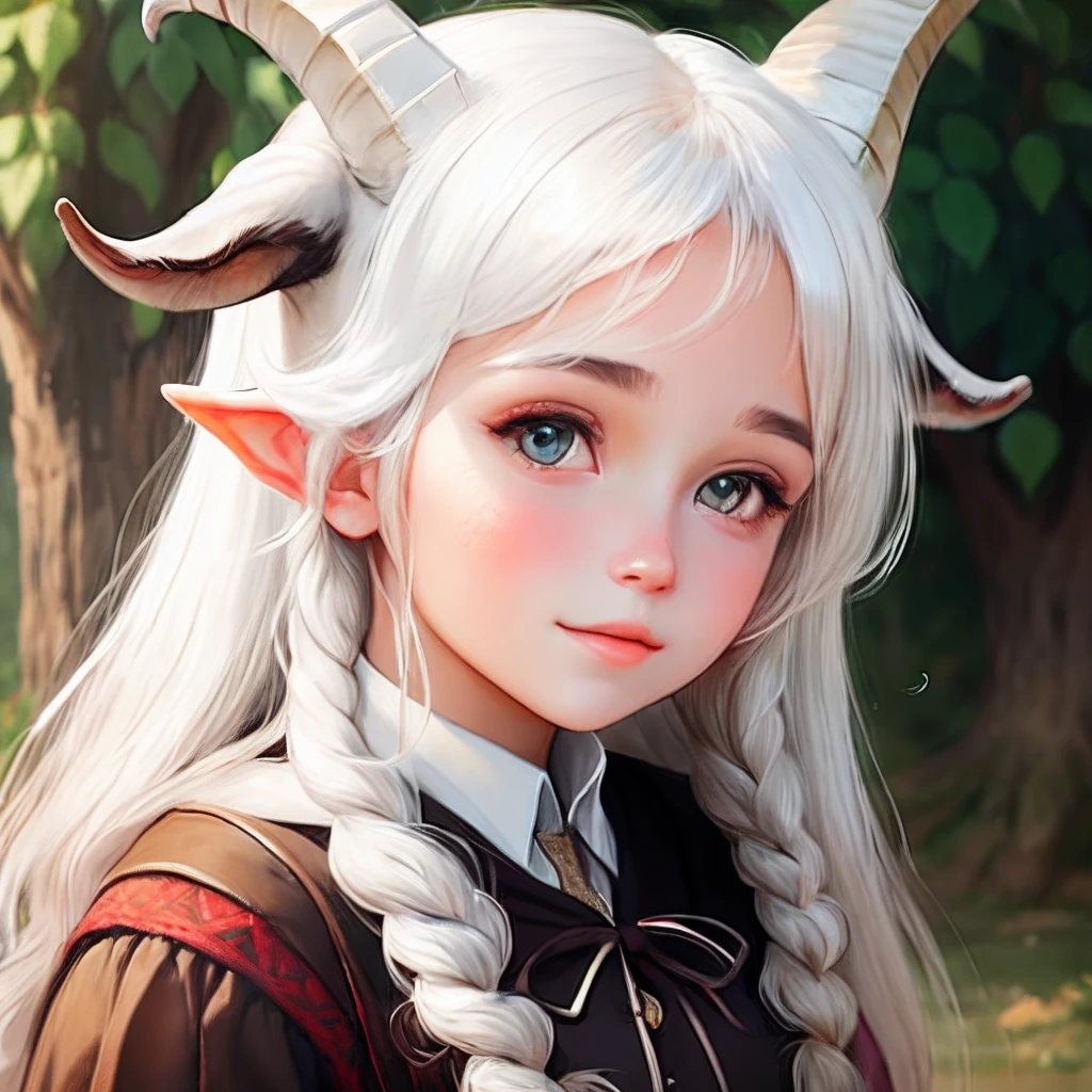 Beautiful girl with goat's horns
