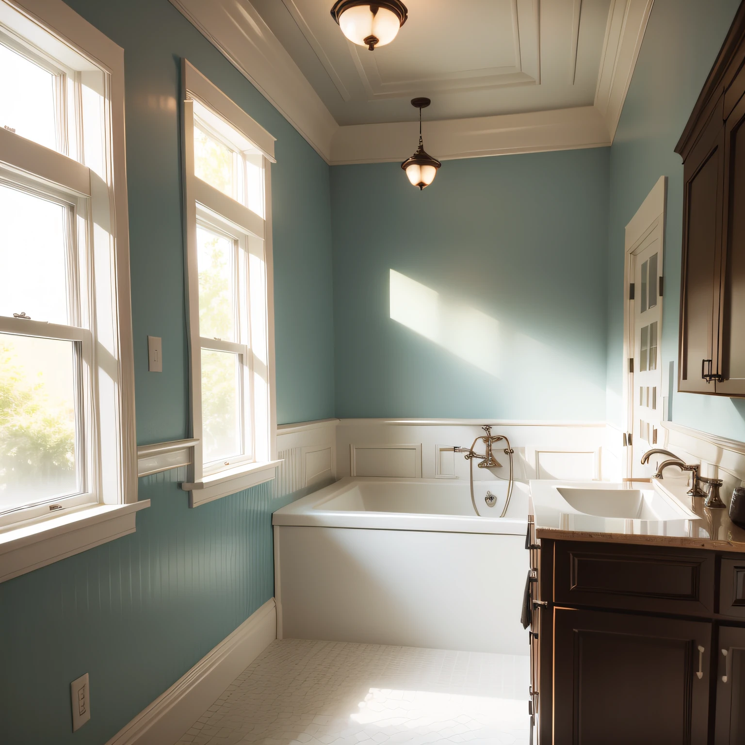 craftsman bathroom with Adding Crown Molding and Window Trim
