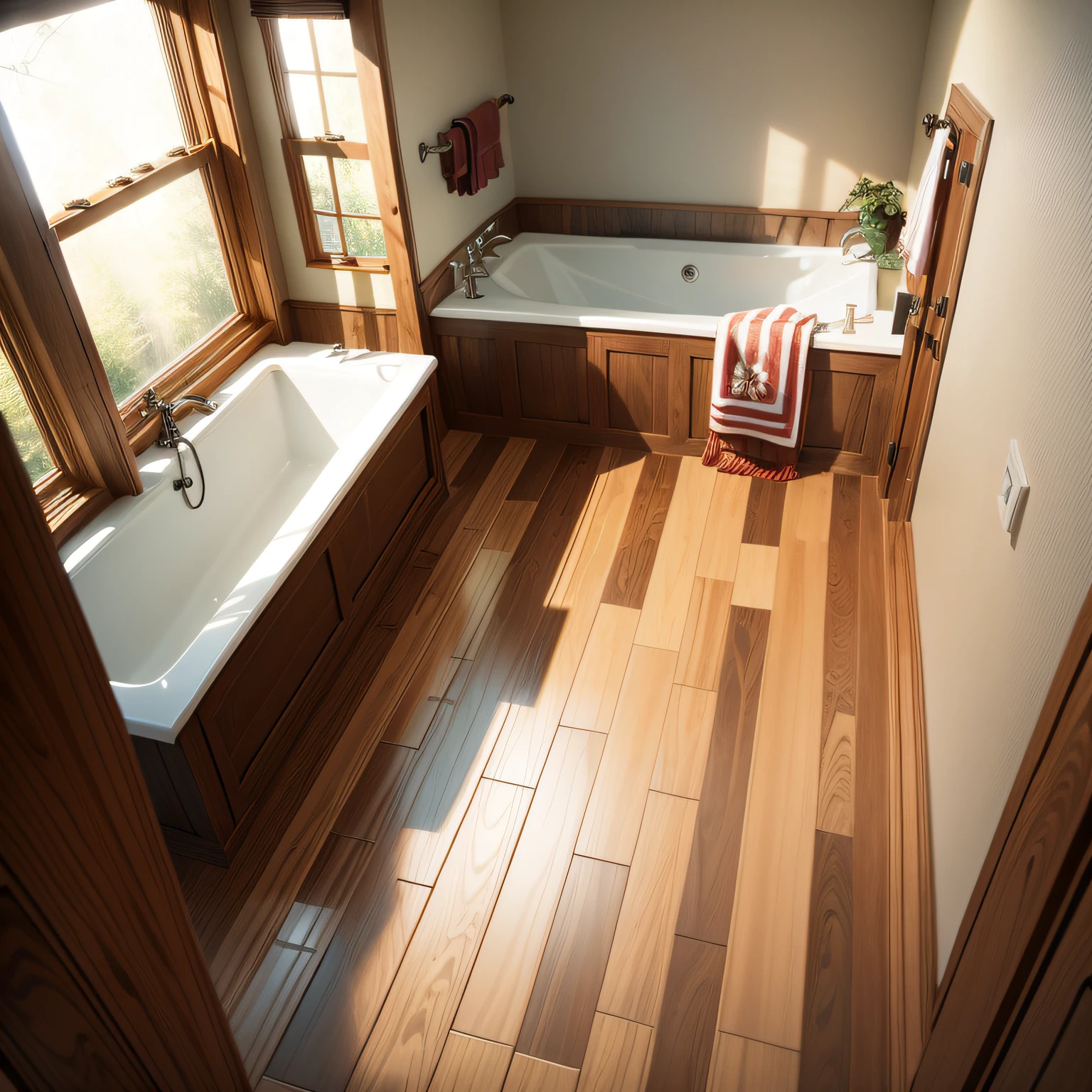 craftsman bathroom with Laying the Flooring