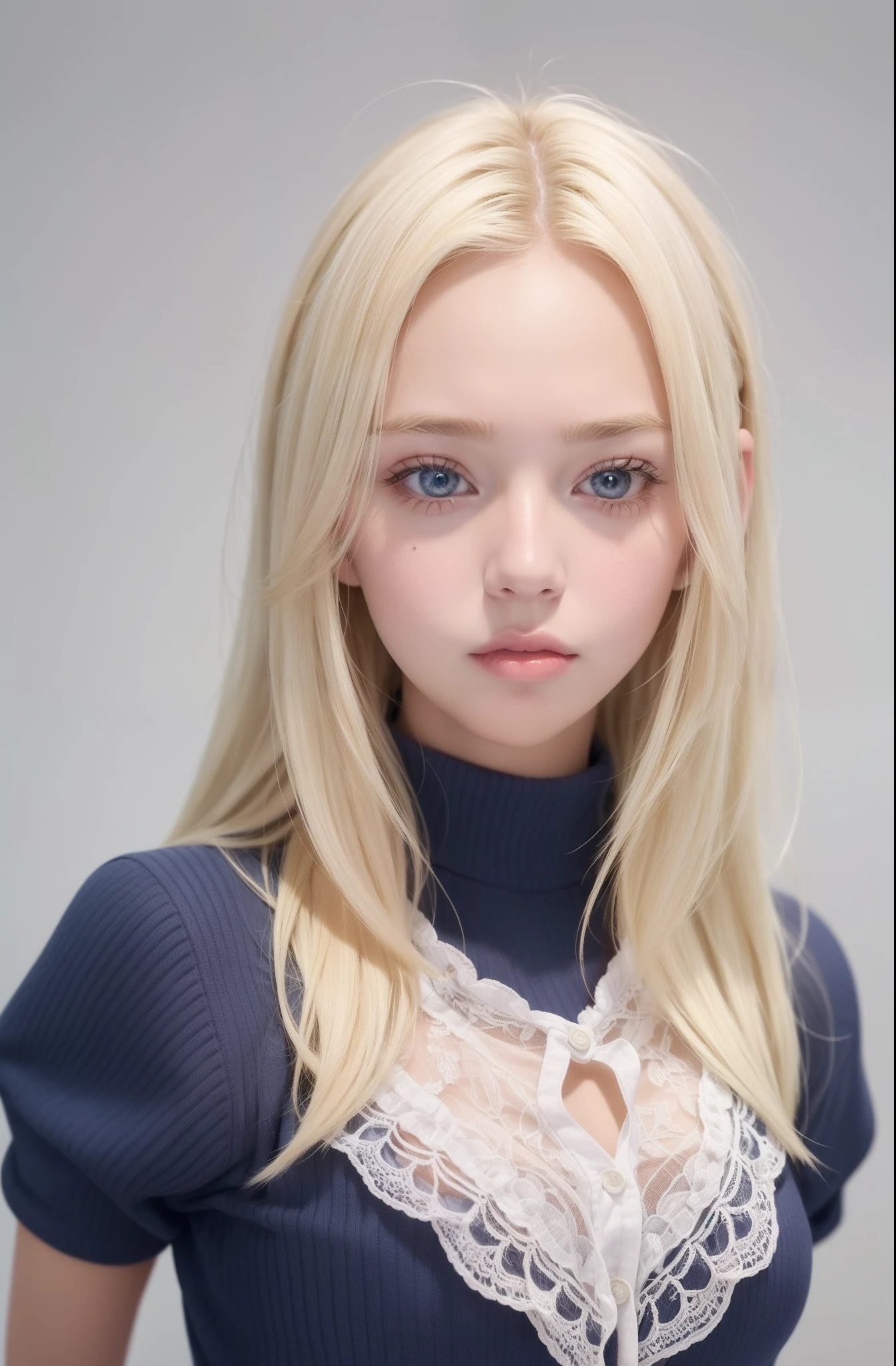 18 year old cute beautiful teenage woman with perfect face、 Scandinavian face、blonde  hair、、Woman with beautiful face、Good Style Women、（(FULL BODYSHOT:1･3)）、Random Hair Styles、((Random colors of clothes:1･3）western clothes:1.3）expressioness