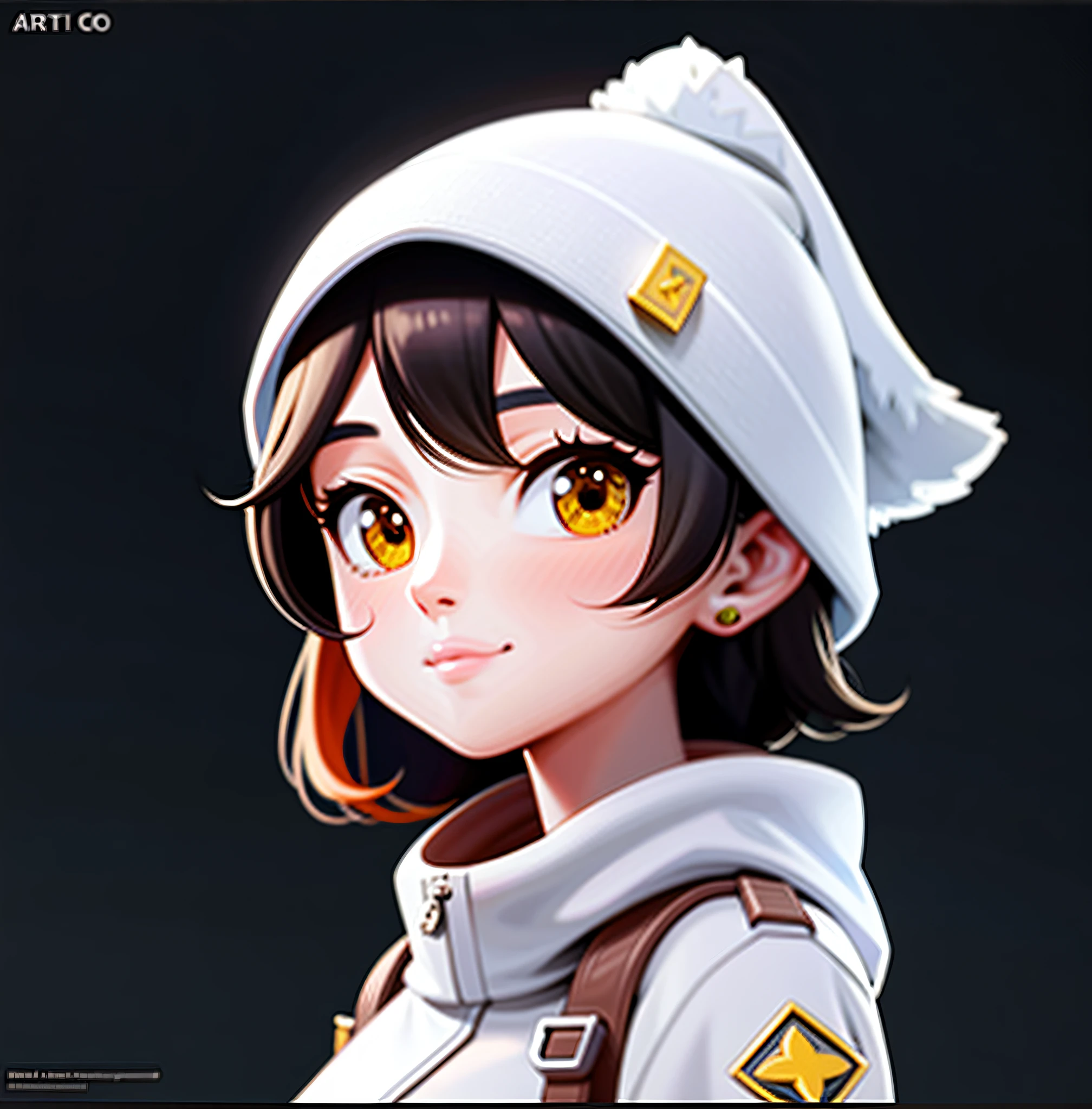 Anime girl with white hat and brown hair, Stylized anime, anime styled 3d, portrait anime space cadet girl, Anime Stylization, 🤤 girl portrait, High Quality Anime Art Style, anime art style, anime style character, clean artstyle, Realistic anime 3 D style, lovely art style, Anime style. 8K, Cartoon Art Style, cute character