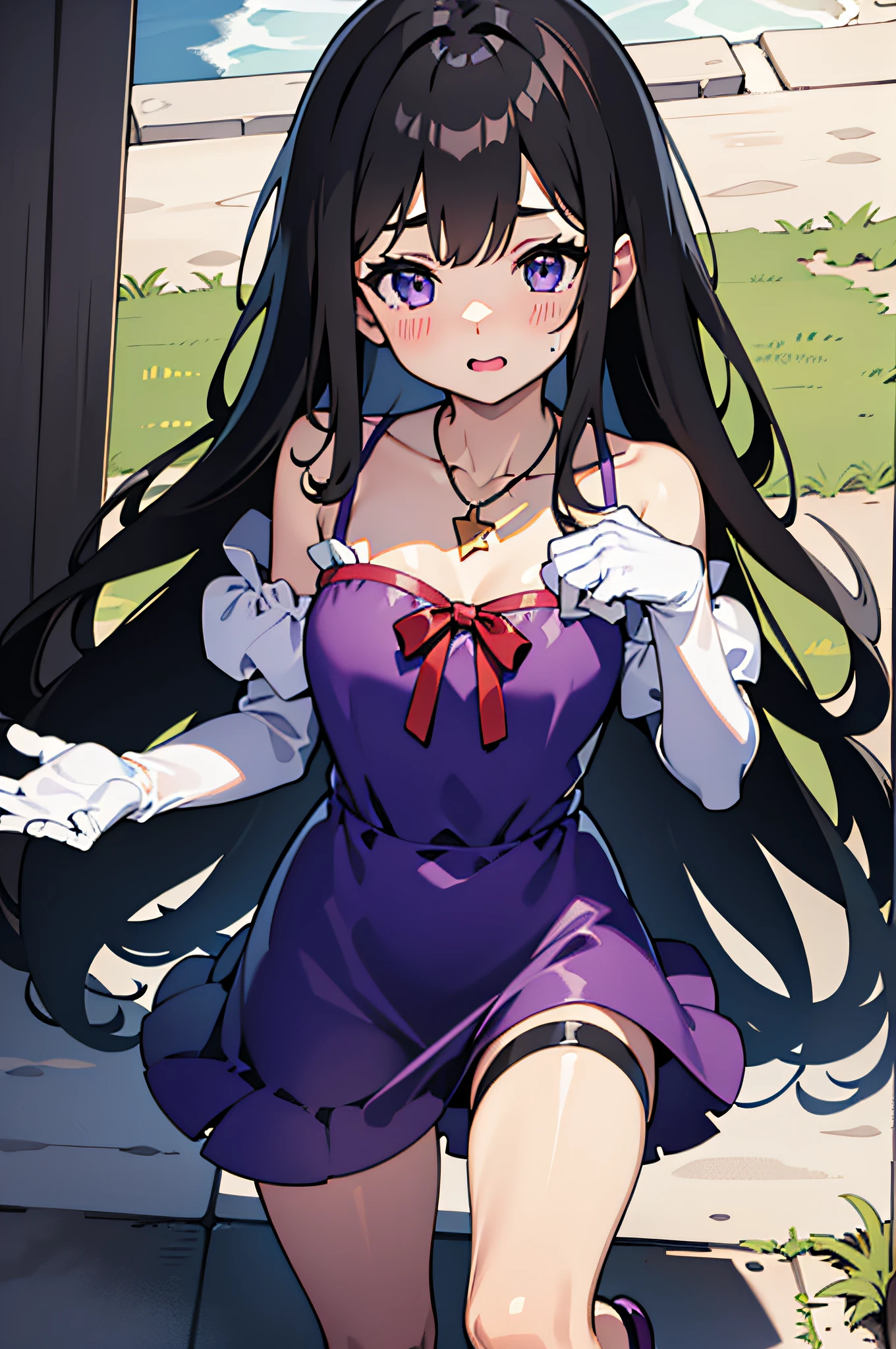 (best quality,4K,8k,high resolution,masterpiece:1.2),super detailed,(actual,realistically,realistically:1.37), Ultra high definition face, Woman in dress posing for photo, seduct smile, attractive girl, jaw-dropping beauty, large breasts, large , biggest breast, huge breast,Thin waist and thick hips, hourglass figure, fitness model, rosy cheeks, Alluring with a smile