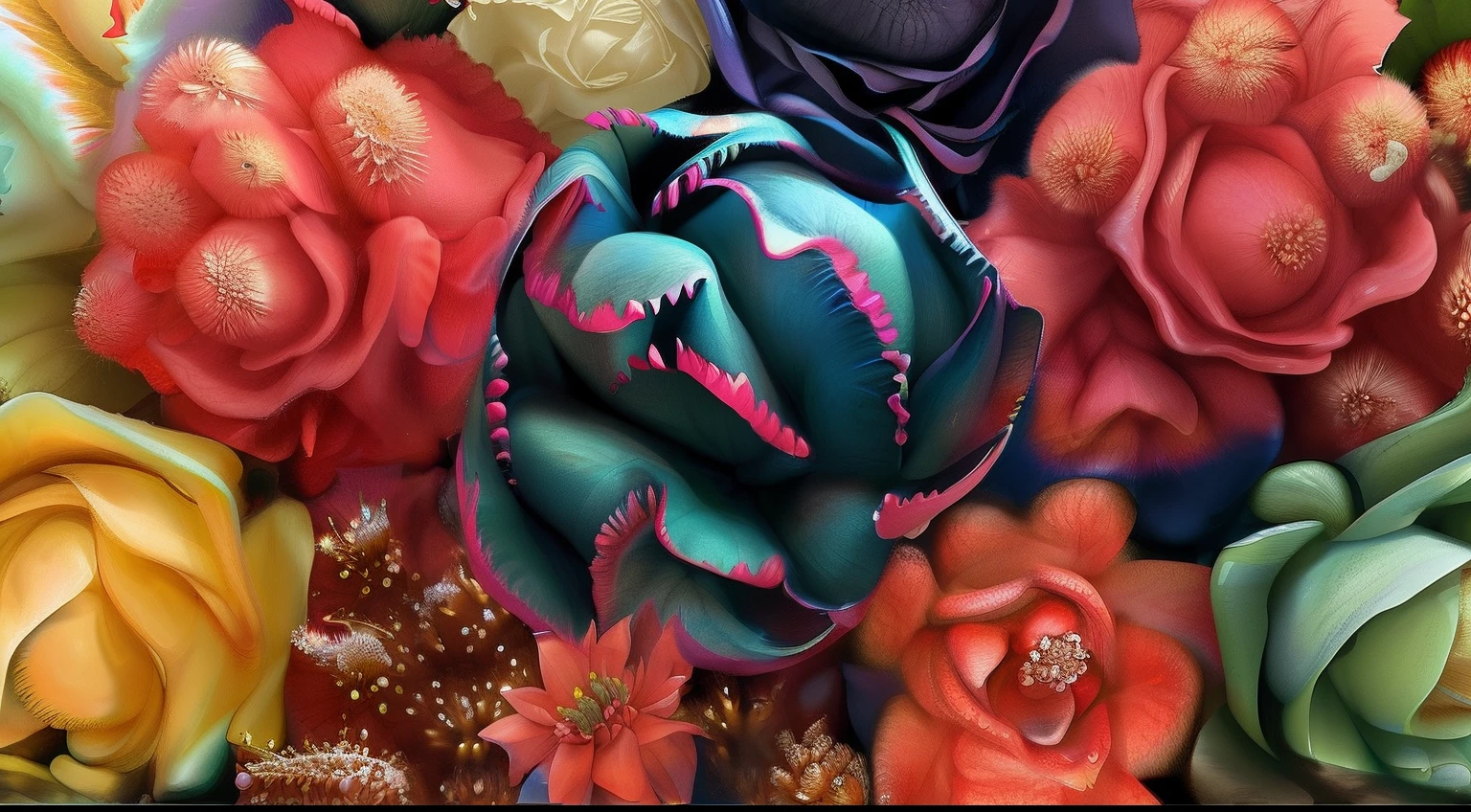 (Alfombra de flores naturales, tapete de flores festivo ).Crea una fascinante obra de arte abstracta con un enfoque en la fluidez y el movimiento. Utilice una paleta de colores rica y diversa, Blend tones seamlessly to evoke a sense of continuous movement. Explore the interplay between softness, Suave, Sharp shapes, Dynamic edges. Deja que los colores sangren y se mezclen, giving the impression of swirling currents or energetic vibrations. Incorporar elementos de la naturaleza, like gentle curves that resemble ocean waves, Vibrant bursts reminiscent of blooming flowers, or power lines that resemble gusts of wind. He fuses these natural motifs with abstract forms to create a harmonious and captivating composition.... Embrace the idea of serendipity and spontaneity while allowing colors and shapes to take shape organically. Anima a la obra de arte a desarrollarse como un viaje, invitar al espectador a explorar e interpretar las profundidades del paisaje abstracto. This work of art should inspire a sense of wonder and fascination.., Atraer a los espectadores a su fascinante mundo de colores y formas. The blend of abstraction and nature will transport observers to a realm of imagination and excitement...., leaving a lasting impression of beauty and creativity.