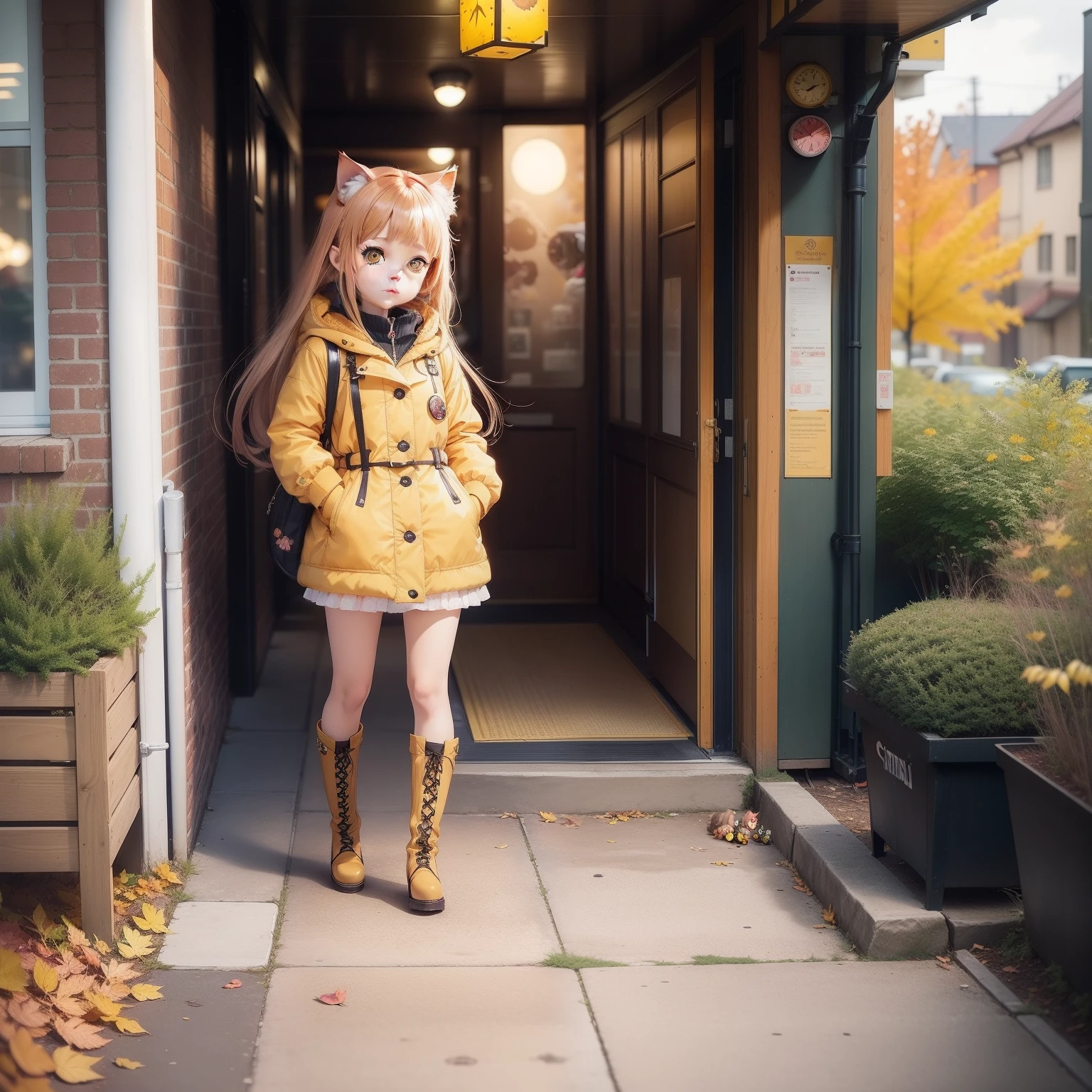 Cartoon girl in yellow coat and brown boots, Cute!! chibi!!! catgirl, Cute anime strawberry girl 🐿🍸🍋, li, anime cat girl, small lo girl, pixiv, anime moe artstyle, Chibi Anime Girl, Chibi Girl, cute anime style, 🍁 Cute, Cute anime, kawacy, cute anime girl, 🍂 Cute