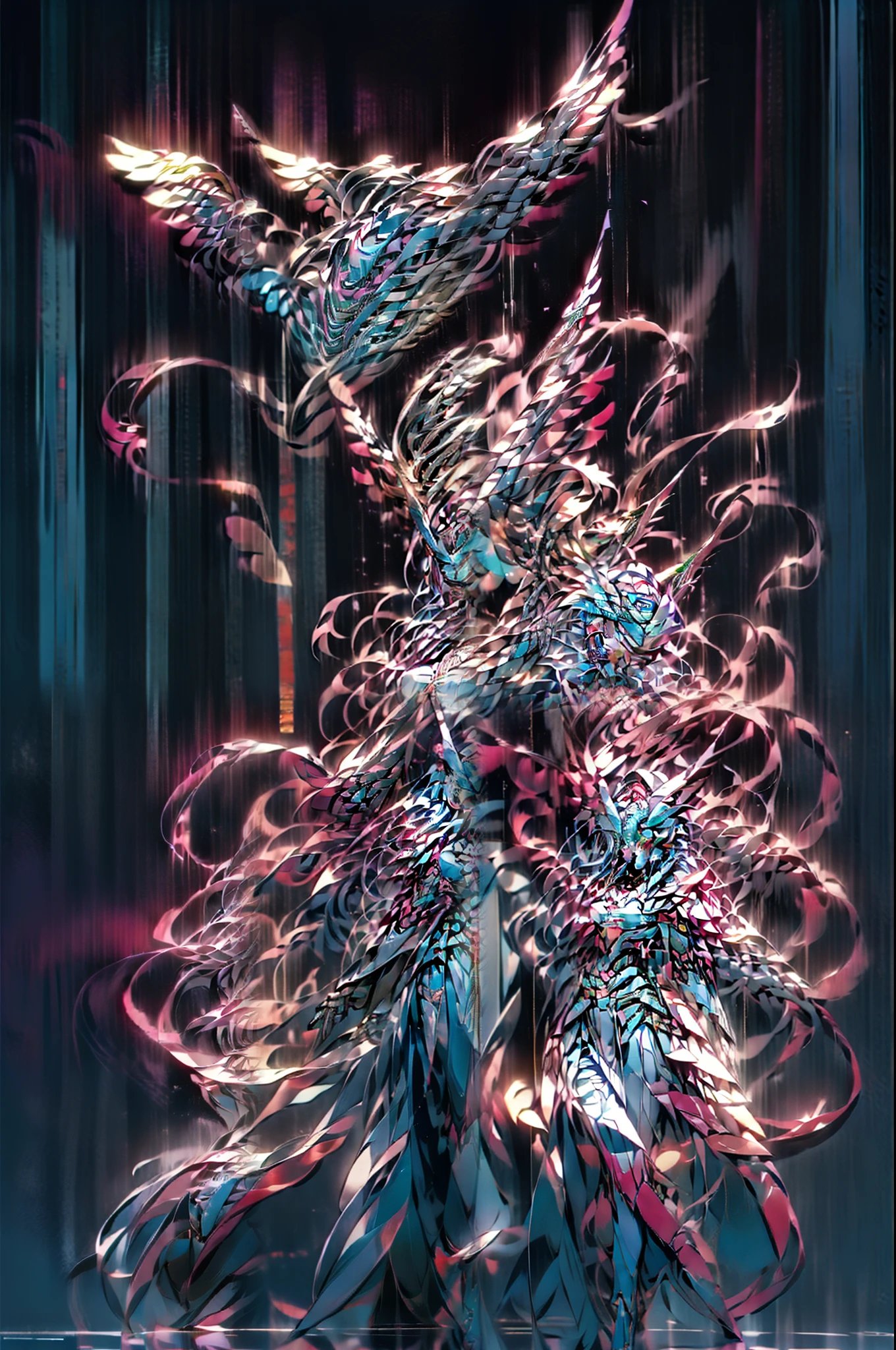 Chinese-style mechs stand next to tall buildings,Pink Long Hair,01,High-quality textures,style of anime,Ultra-clear,8K分辨率,Holding a long knife in one hand,in Pink and white,Correct raycasting with shadows,ultra-clear,8K分辨率