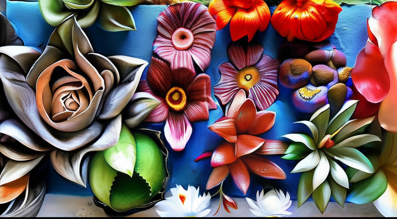 Alfombra de flores naturales, tapete de flores festivo ).Crea una fascinante obra de arte abstracta con un enfoque en la fluidez y el movimiento. Utilice una paleta de colores rica y diversa, Blend tones seamlessly to evoke a sense of continuous movement. Explore the interplay between softness, Suave, Sharp shapes, Dynamic edges. Deja que los colores sangren y se mezclen, giving the impression of swirling currents or energetic vibrations. Incorporar elementos de la naturaleza, like gentle curves that resemble ocean waves, Vibrant bursts reminiscent of blooming flowers, or power lines that resemble gusts of wind. He fuses these natural motifs with abstract forms to create a harmonious and captivating composition.... Embrace the idea of serendipity and spontaneity while allowing colors and shapes to take shape organically. Anima a la obra de arte a desarrollarse como un viaje, invitar al espectador a explorar e interpretar las profundidades del paisaje abstracto. This work of art should inspire a sense of wonder and fascination.., Atraer a los espectadores a su fascinante mundo de colores y formas. The blend of abstraction and nature will transport observers to a realm of imagination and excitement...., leaving a lasting impression of beauty and creativity.