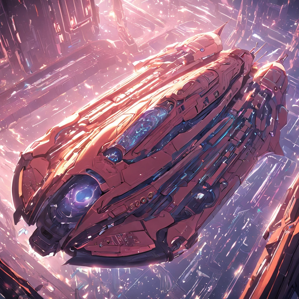 A highly technological and advanced alien spaceship, top down view