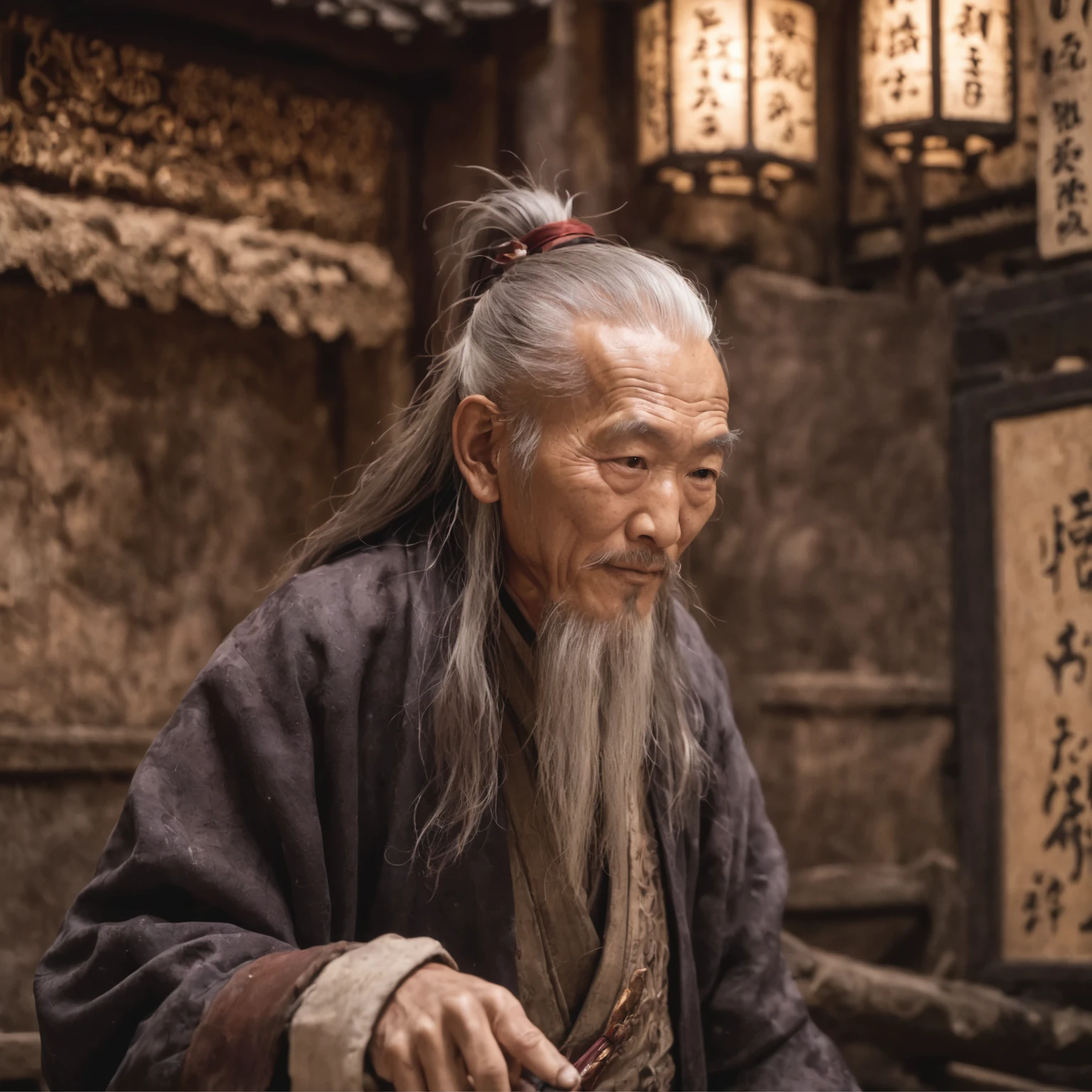 In an old palace，The old man who instructs the alchemist Fu Tuanzitou who cultivates the mysterious art，With a smile on his face。With him was a teenager with long hair and scruffy hair，Their deep pupils shone with a river of stars。On the walls of the palace hangs an intoxicating painting of a flame burning in a furnace，The painting depicts mysterious hands holding a furnace。They present the pleasure of steampunk style and cybertron art。