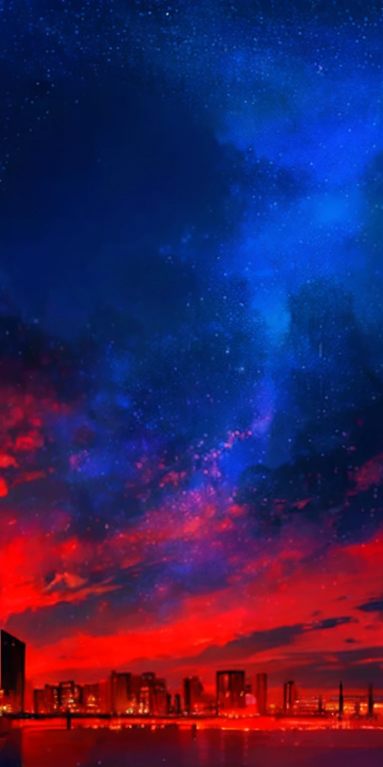 best quality, ultra detailed, masterpiece, towers of god, blue towers, violet, blue, red, god, red sky, violet sky, starry sky, stars, starry towers, starry god, light blue, civilization, order