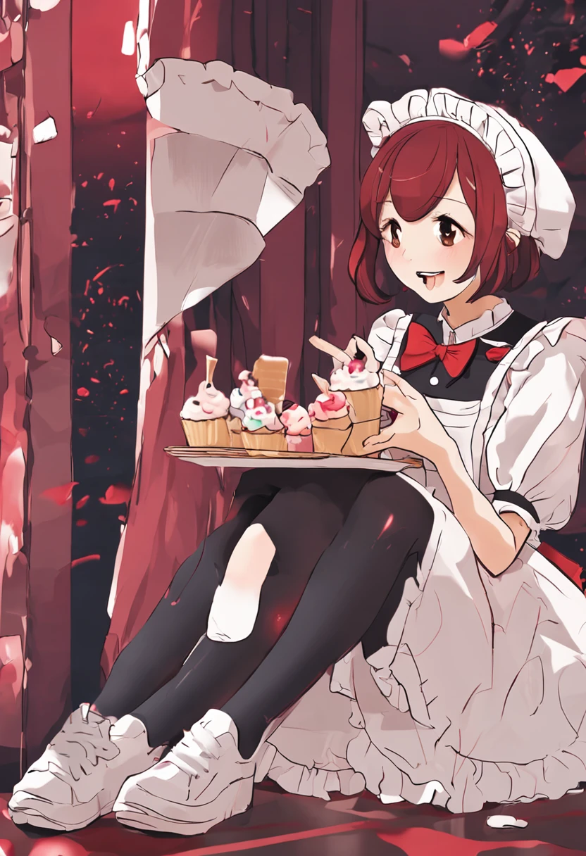 a drawing of a girl holding a cake and a plate, eating cakes, emo girl eating pancakes, cake in hand, sketchy, holding a birthday cake, covered in ketchup, eating, crimson themed, tumblr, sleepy, sad!, cake, blurry and dreamy illustration, fanart, very sad, jeff the killer, awww, celebrating a birthday, drawn with photoshop