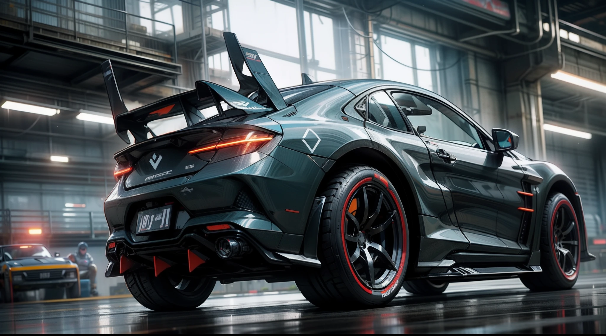 Background song,cyber punk style, 3D rendered character art 8 K, Sports racing,Sci-fi racing,Cool sports car racing