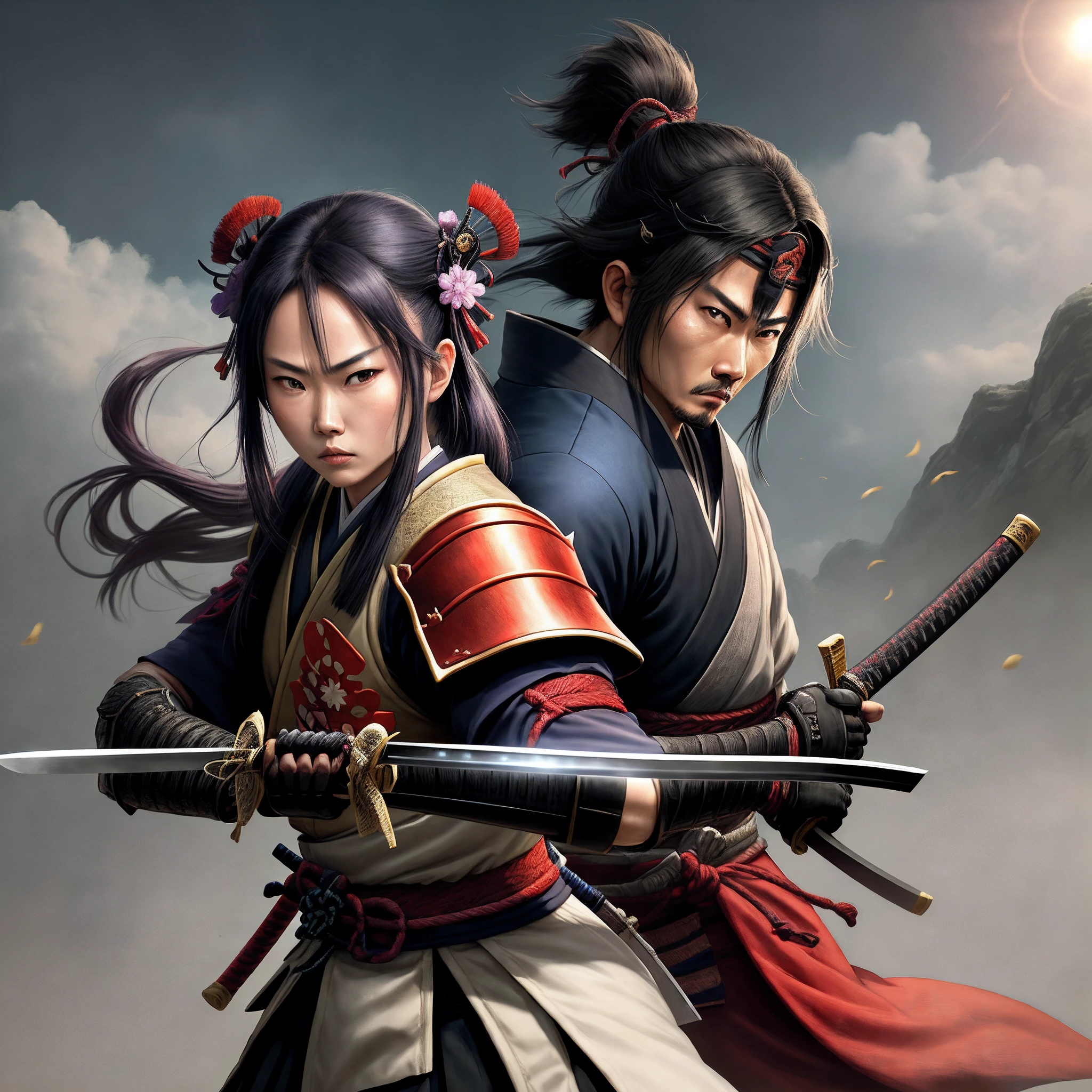 samurais，katana swords