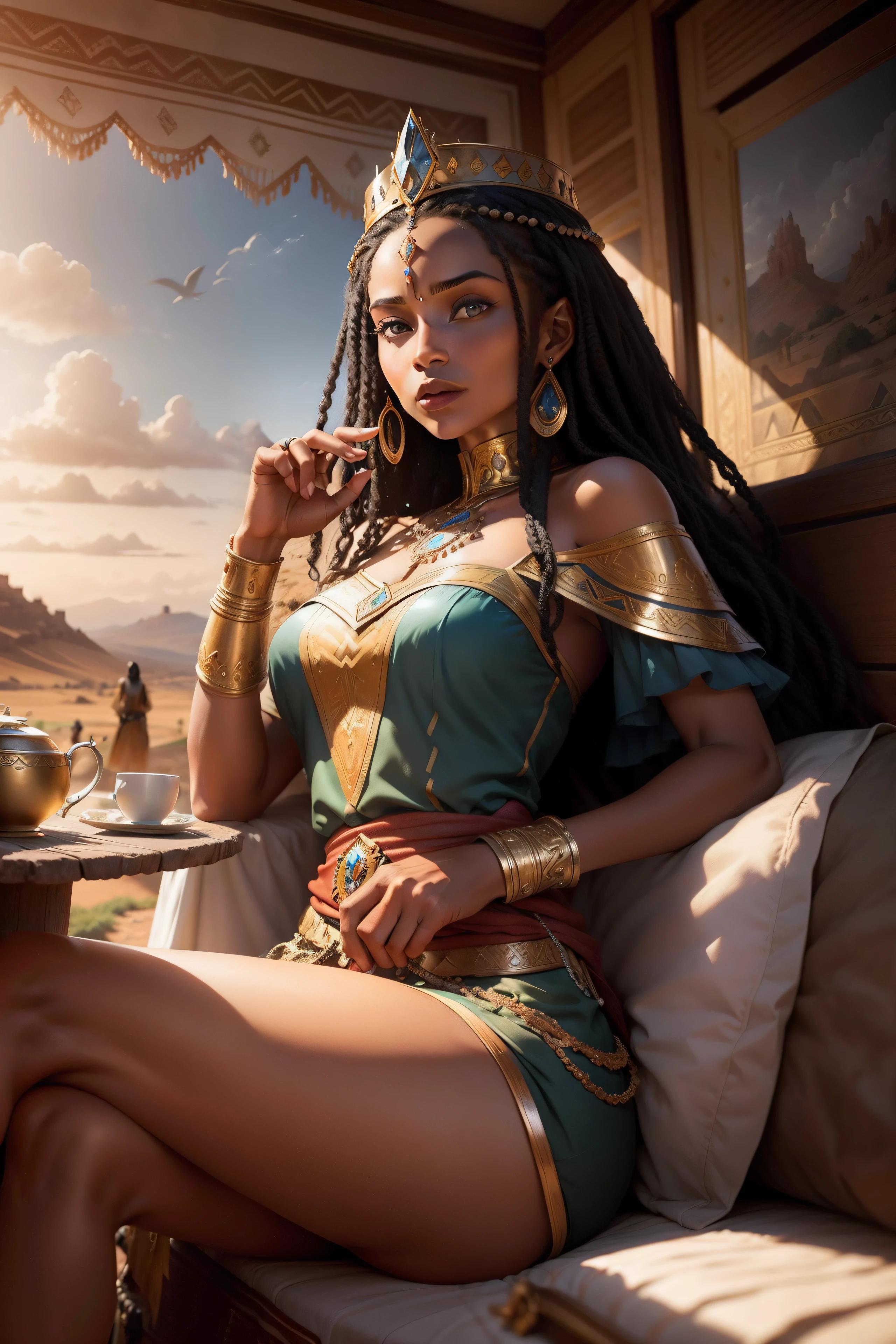 Depict the journey of Queen Makeda: Imagine the vivid scenes of her caravan's travel from Ethiopia to Jerusalem, the challenges they faced, and the wonders they encountered along the way.