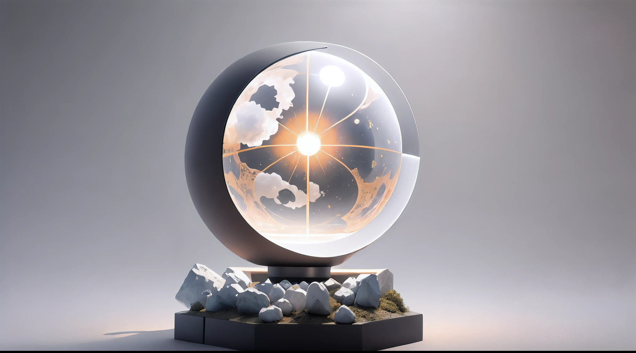 Create an image of a life sphere that is the size of a basketball. The sphere should appear sturdy and radiate both light and darkness within it. The surface of the sphere should resemble transparent crystal, revealing a bright white light and accompanying darkness. The light emanating from within the sphere symbolizes brightness, hope, and goodness in life. Meanwhile, the surrounding darkness represents challenges, difficulties, or unknown aspects of life.
Portray the bright white light with a radiant glow and captivating reflections. The darkness surrounding it should convey a sense of mystery and intensity. Ensure that the life sphere appears solid and substantial.
This artwork can depict a life sphere that showcases both light and darkness. The sphere invites viewers to contemplate the complexities and contrasts in life, emphasizing the importance of embracing and navigating both brightness and darkness.