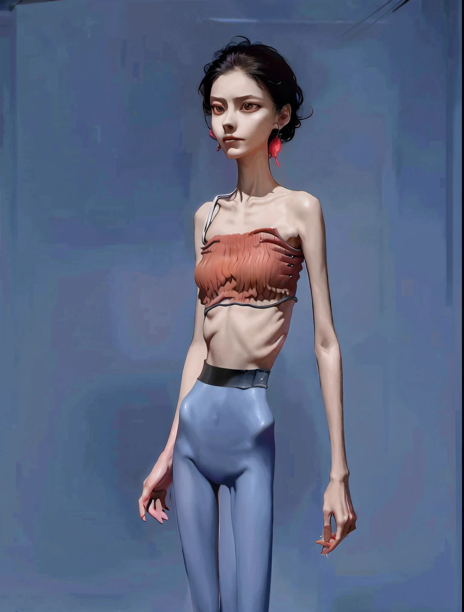 emaciated，flatchest，Skinny，the ribs，pelvic bone，innominate bone，鎖骨，femele，big breasts thin waist，Thin leg