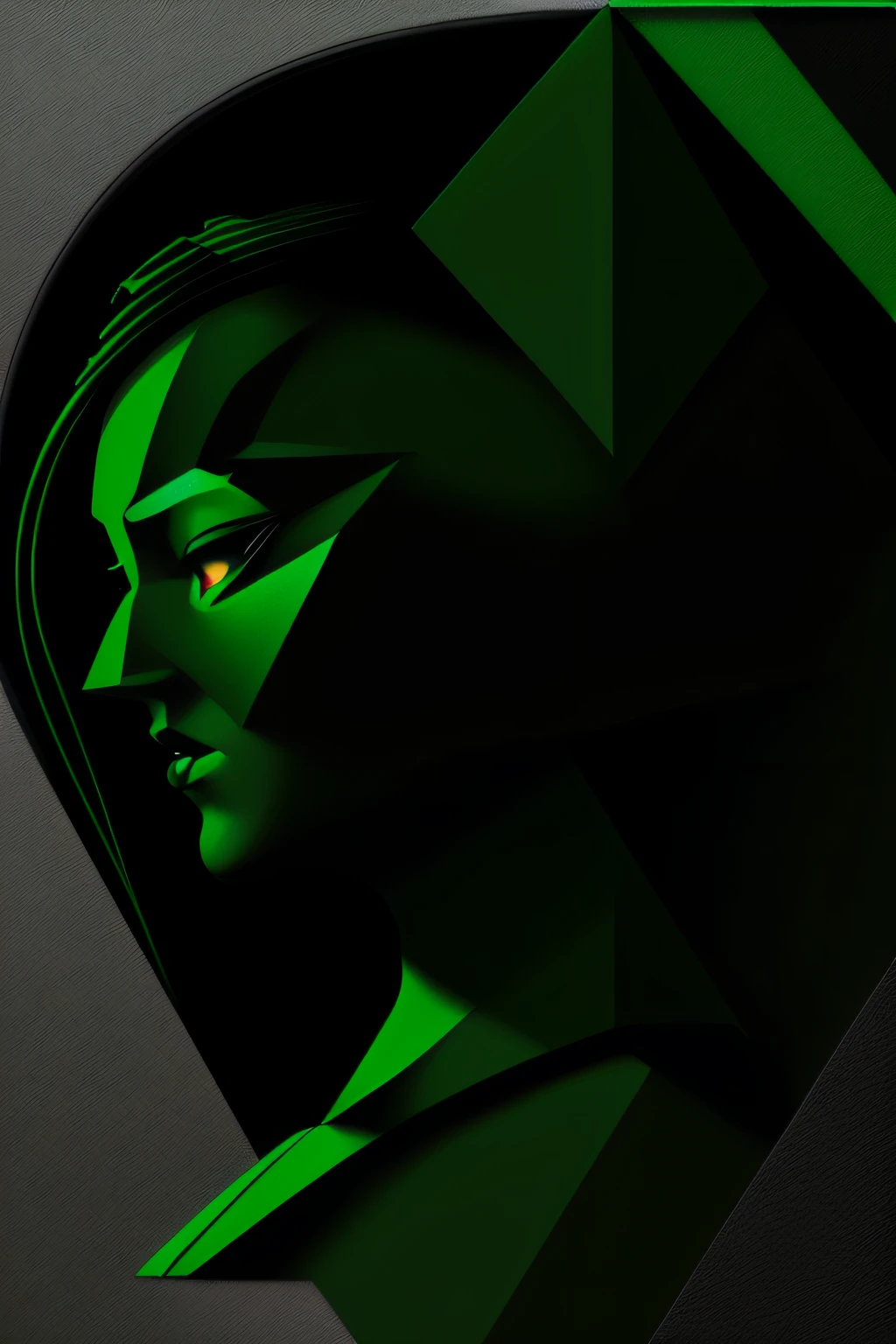 (masterpiece, 4k ,ultra detailed,raw photo:1.2),illustration,
(portrait:1.2),(from side:1.2),(looking right:1.2),
(simple background,black and dark green background1.4),
(art deco:1.4),
(minimalism:1.4),
(clean:1.4),
(flat_color:1.4),
(geometric pattern:1.4),
(triangle:1.5),
CCDDA Artstyle