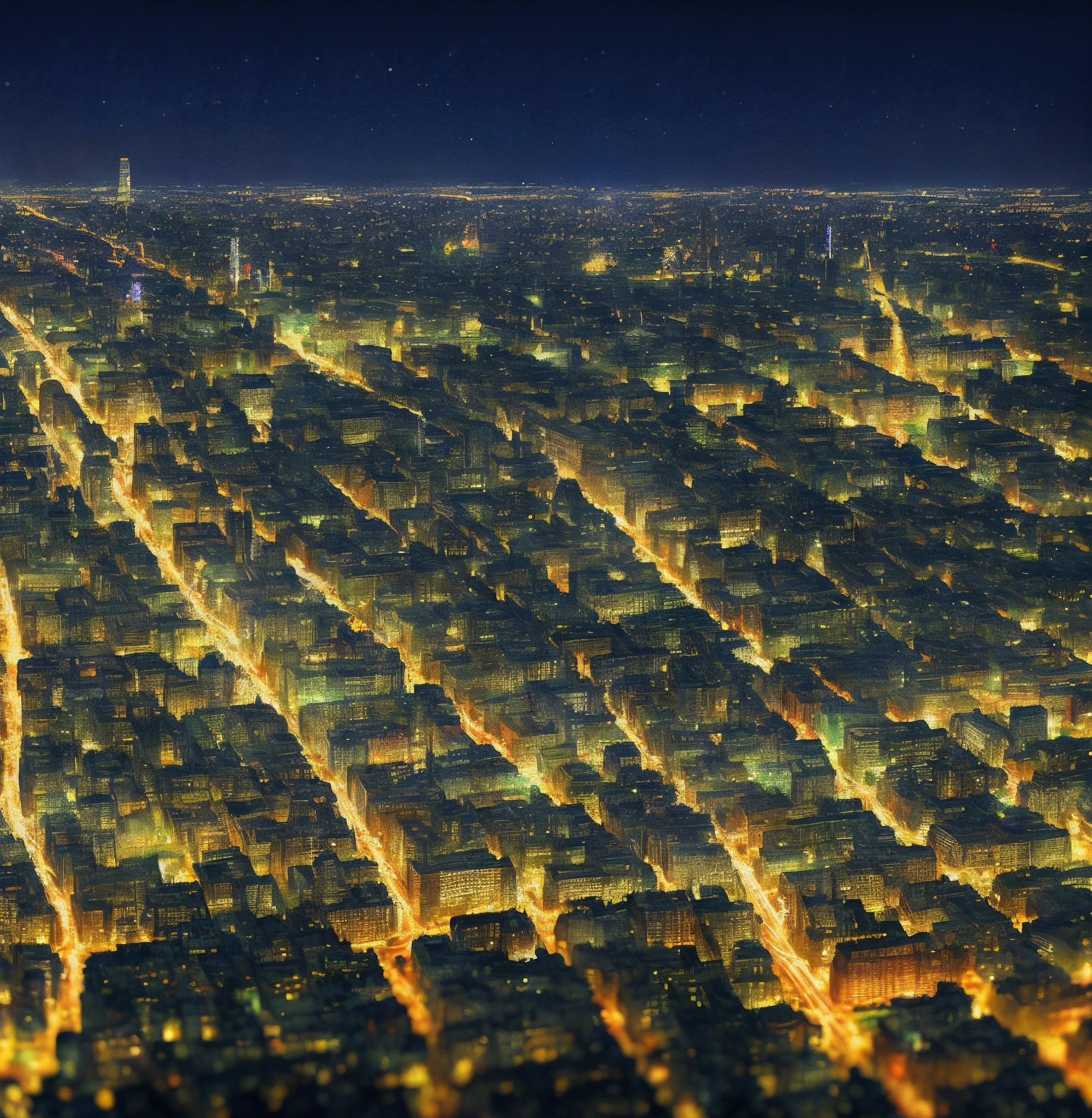 City night view watercolor style | (Intricate details:1.2) | 8K resolution | Inspired by artwork by Alphonse Mucha and Gustav Klimt