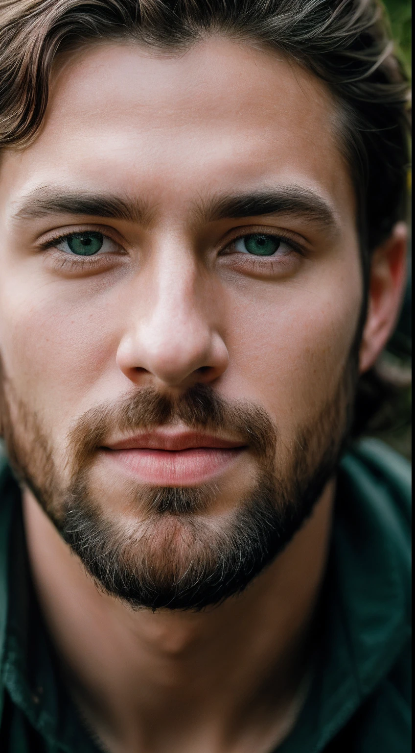 masterpiece, 25 years old strong man (night between fireflies), (high detail: 1 1), rough face, natural skin, high quality, nsfw, beautiful green eyes, (detailed face and eyes), (face: 1 2), noise, extra, real photo, psd, lamp film photography, sharp focus, contrast lighting, detailed skin, high resolution 8k, crazy detail, realistic, professional photography, 8k UHD, SLR camera, soft lighting, high quality, grain film, Fujifilm XT3